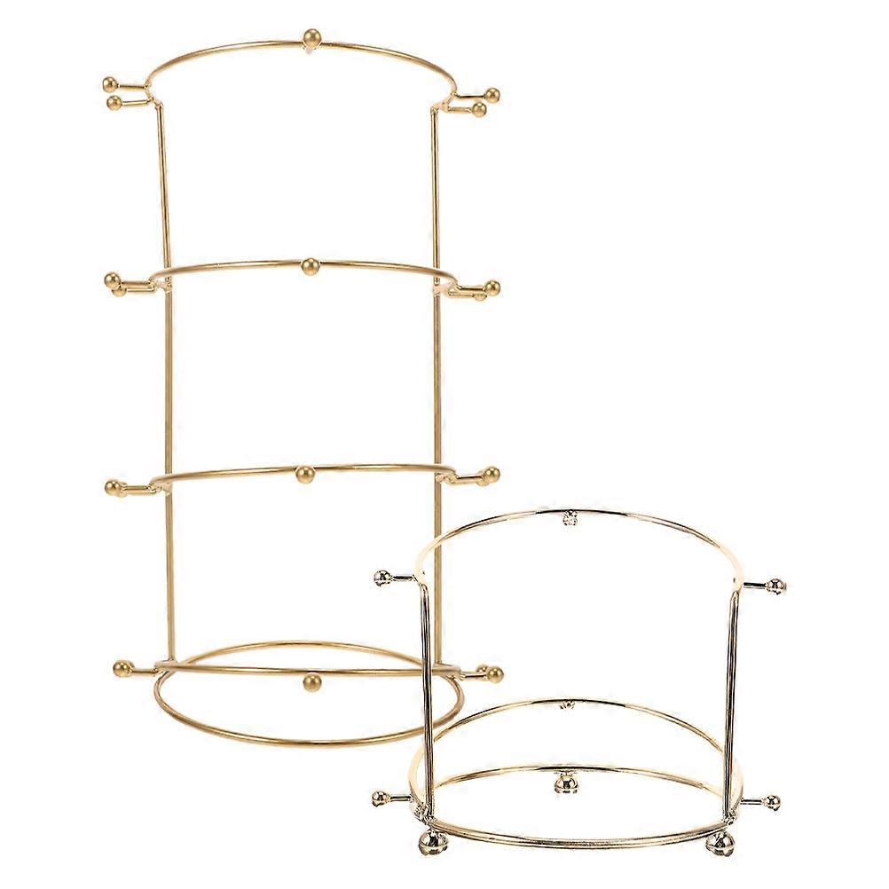 Golden Tier Crown Display Stand for Bridal Storage 4Pcs Organizer
