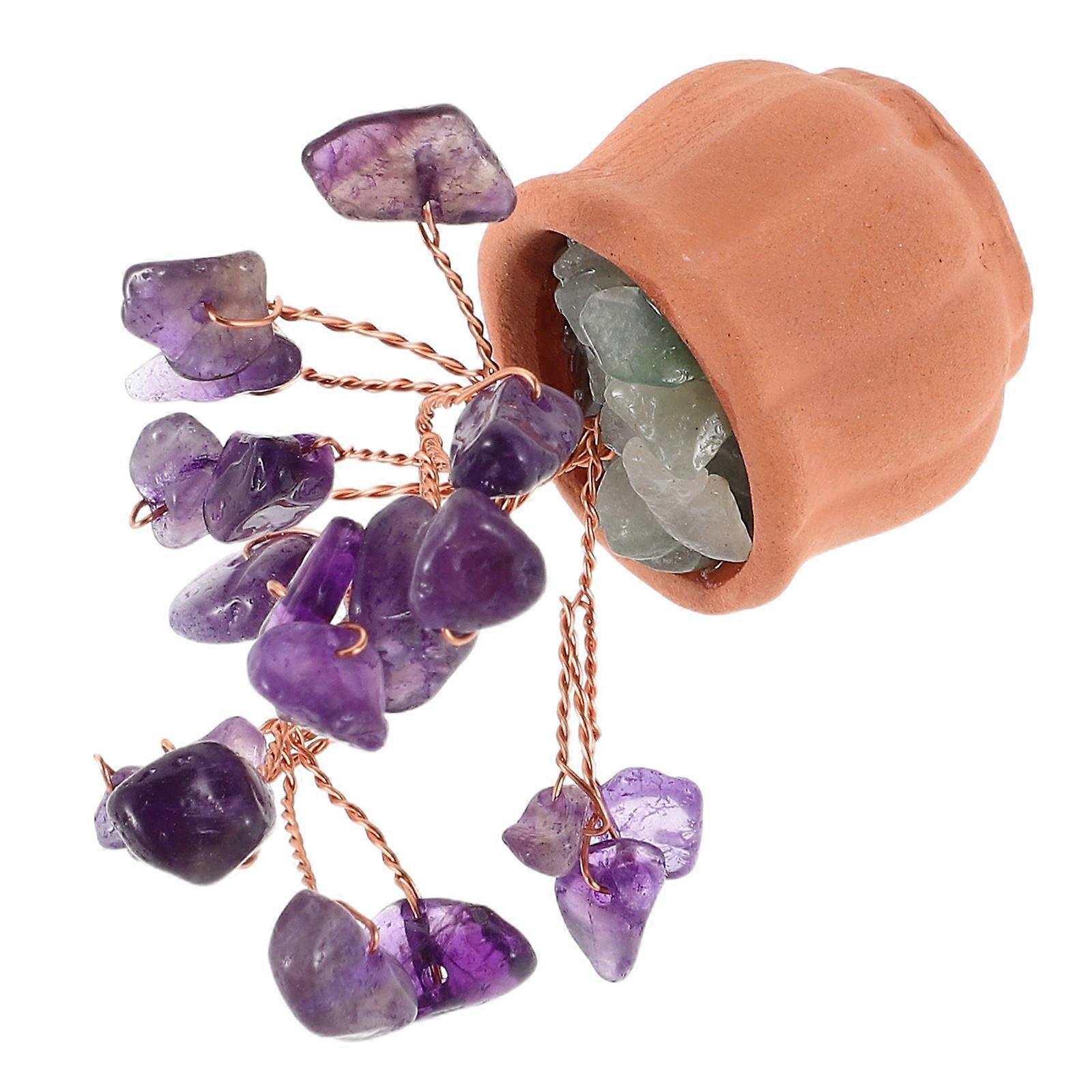 4Pcs Mini Artificial Crystal Tree Ornaments for Office Decoration in Purple