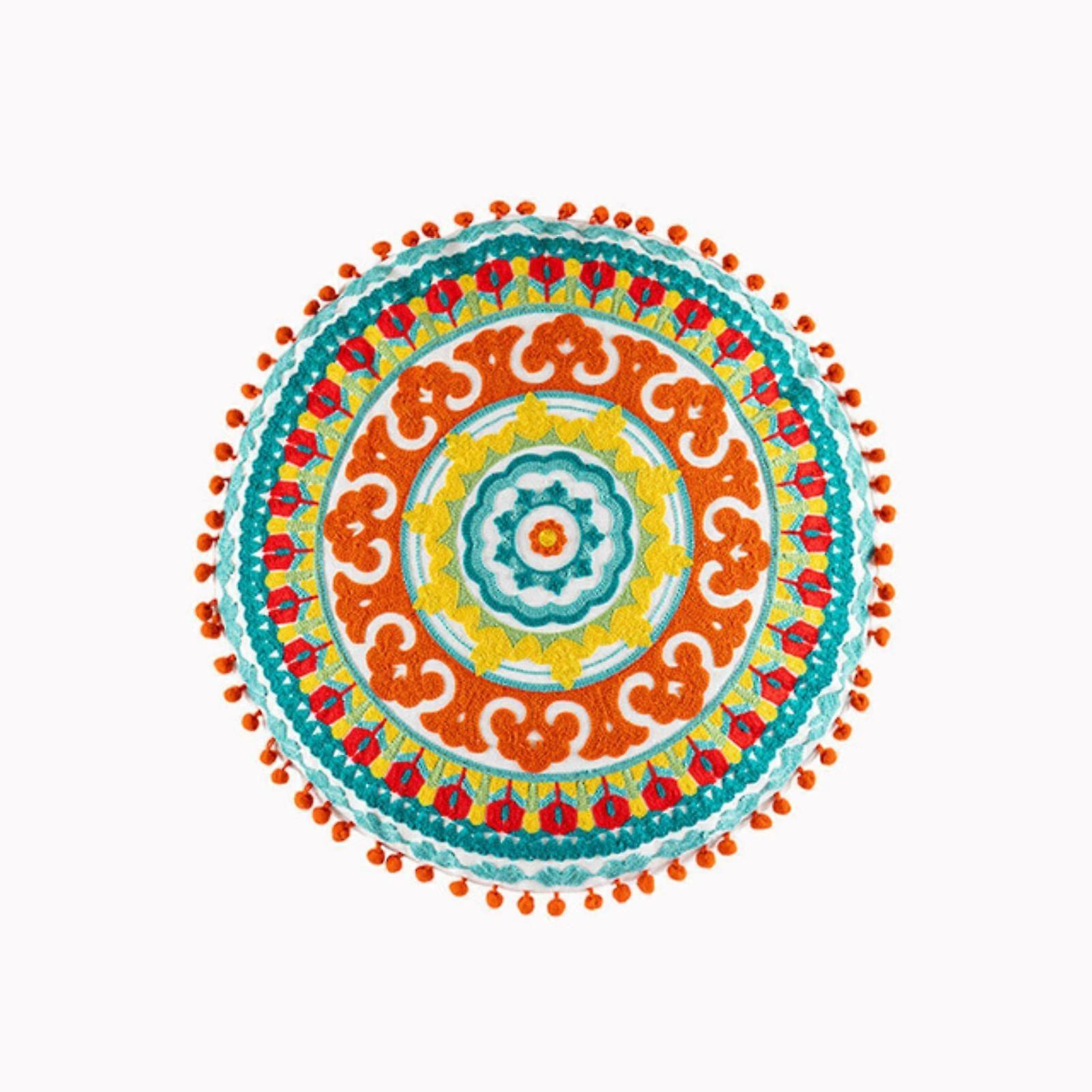 Pillow Embroider Craft Pouf 45x45cm Unstuffed Cushion Cover, Bohemian Style Embroidered, Cushion Insert Not Included