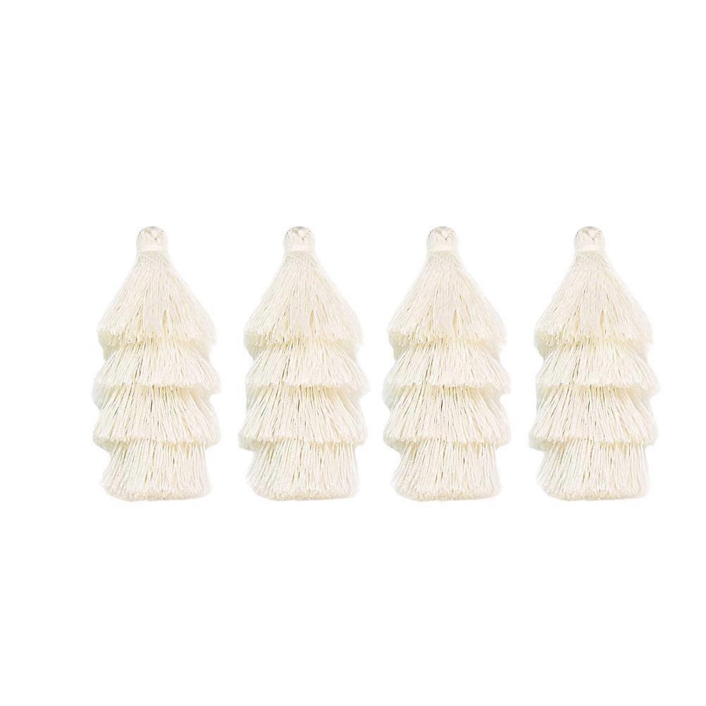 Hanging Tassel Pendant Four Layer Earrings for 12Pcs Beige Set