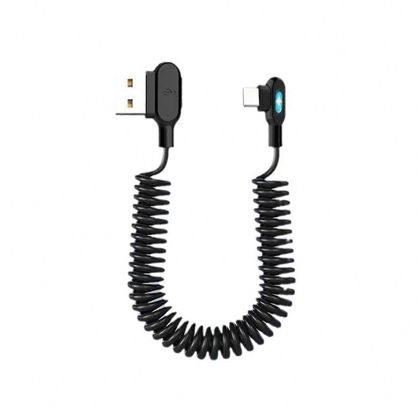 Reversible USB C Charger Cable 6A Fast Charging Coiled Spring Design for Multiple Devices