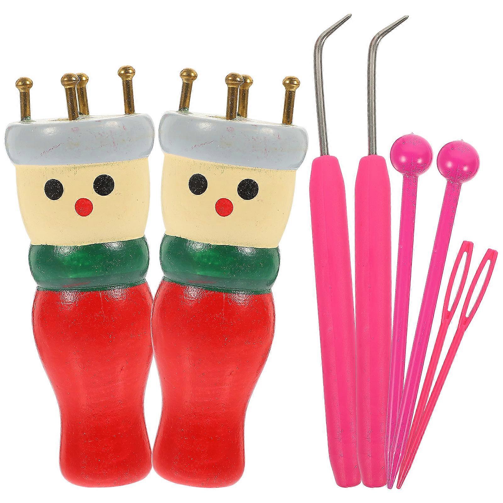 Wooden Knitting Tool Spool Knitting Doll for DIY 4Sets