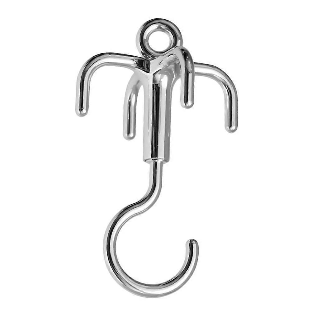 Coat Hat Hook 4-Claw Rotary Hook For Home Organization And Daily Use In Silver Color With Hanging Function 3Pcs