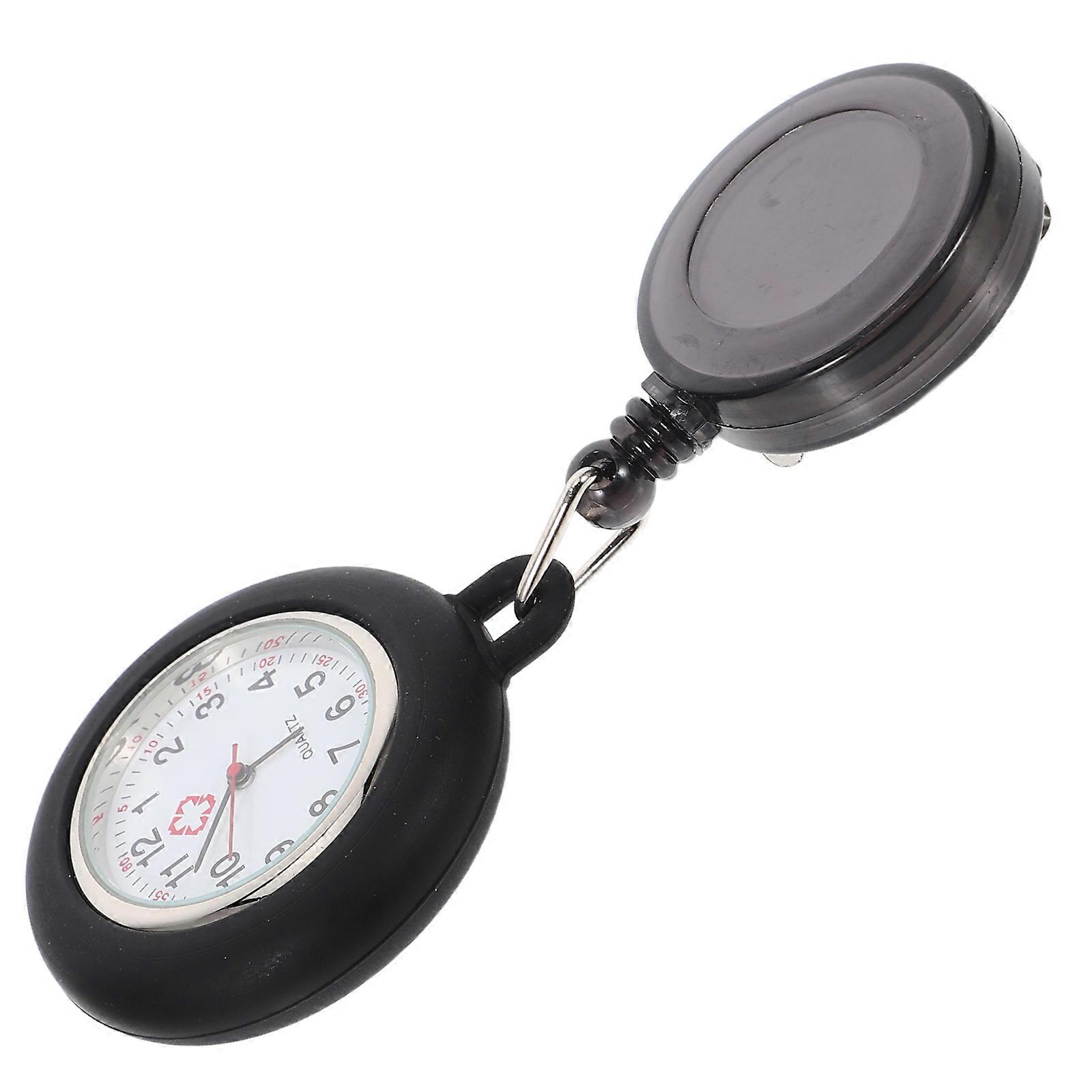 Smooth Pocket Watch Pocket Watch For Nurses Doctors Black Circular Timekeeping 1Pack