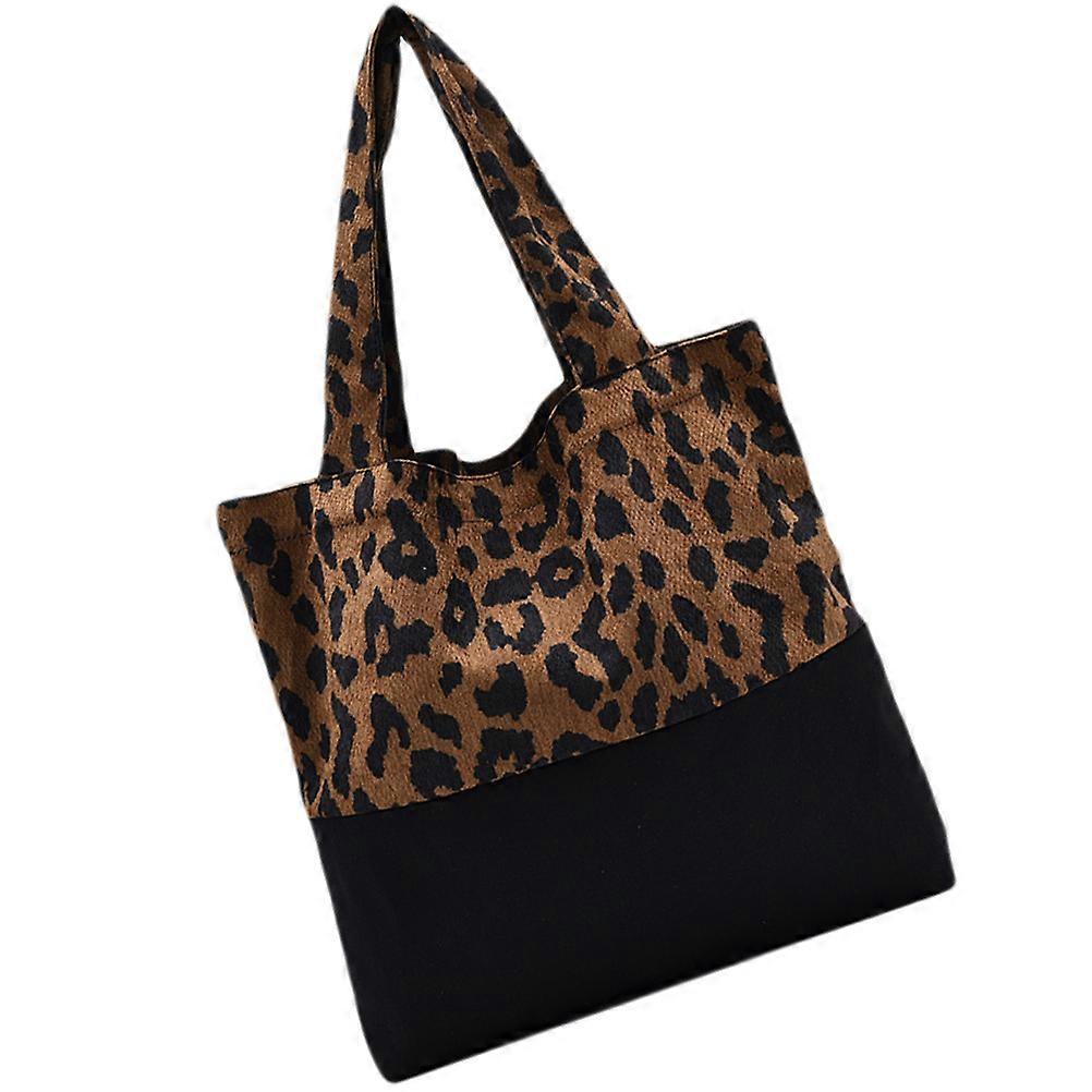 Women's Leopard Print Shoulder Bag Vintage Tote Handbag For Office Work Travel Daily Use 1Set