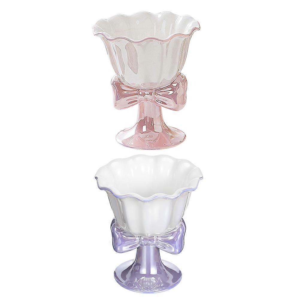 Dessert Cup 2 Pcs Creative Bowknot Pudding Holder Assorted Color For Dessert Decoration