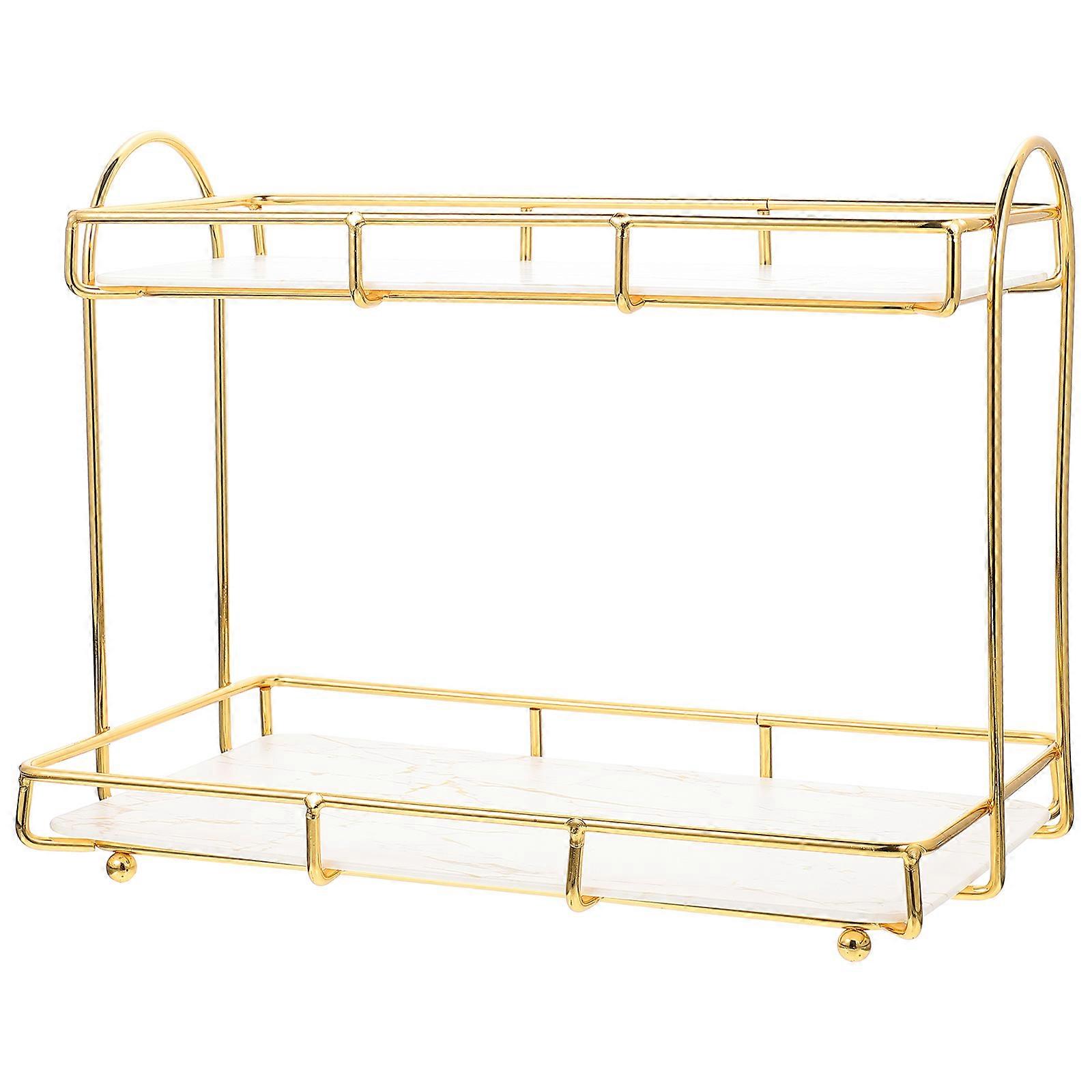 Bathroom Countertop Organizer 2 Tier Shelf for Storage 2Pcs White Design