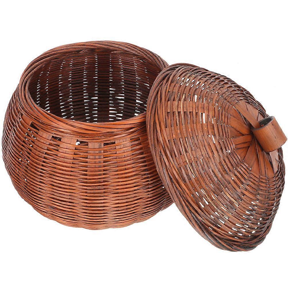 Pumpkin Shaped Woven Basket Multi Function Fruit Storage For Home Use Brown 19X19X15.50cm Egg Holding 1Pack