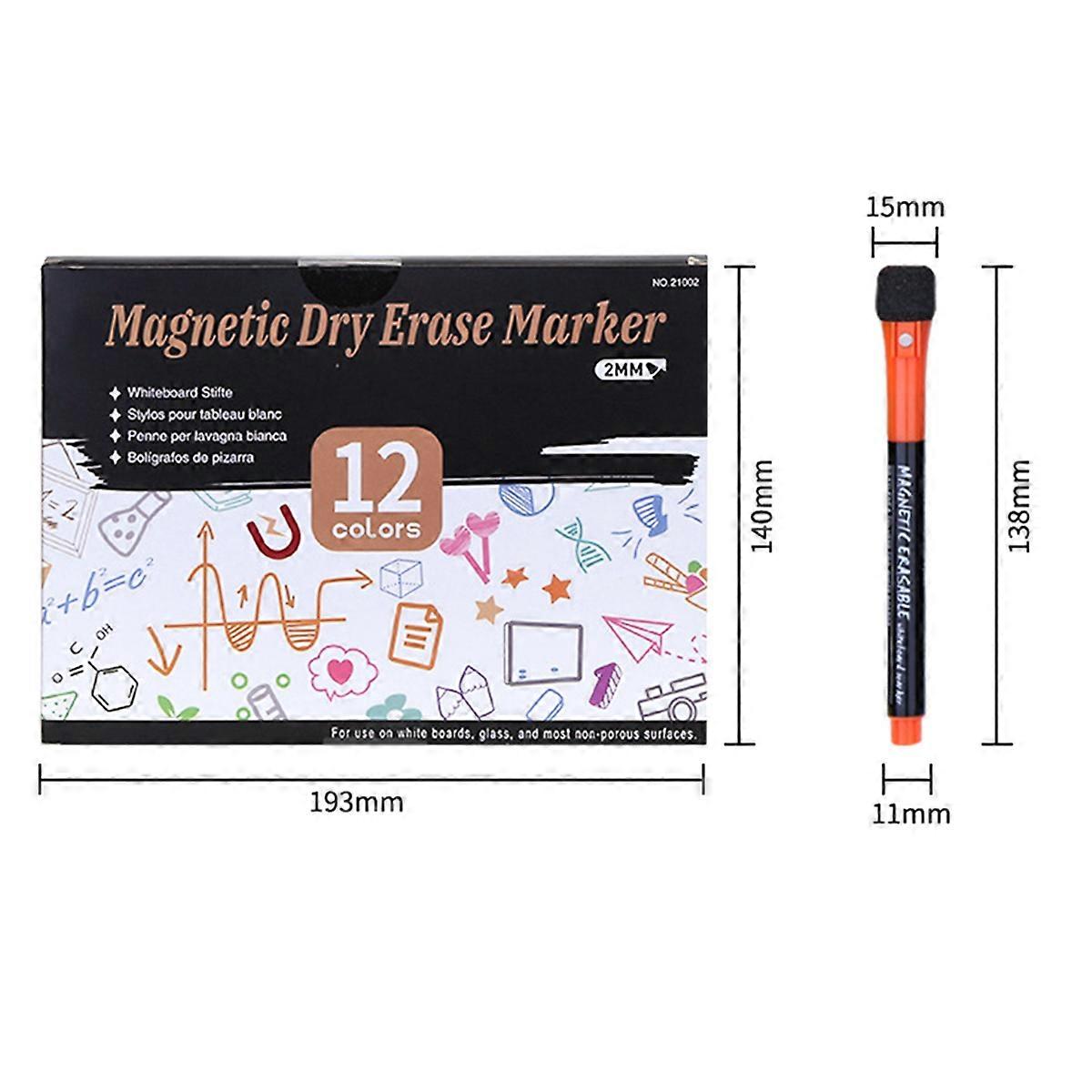12 Colors White Board Markers Dry Erase Marker with Cap, for School