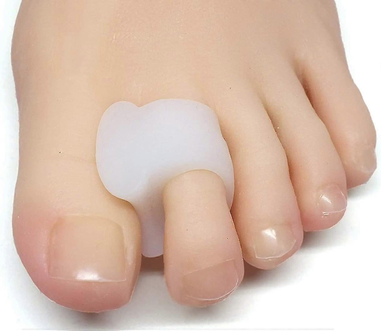 4 Pack White Gel Toe Separators: Correct Overlapping Toes, Bunions & Align Big Toe