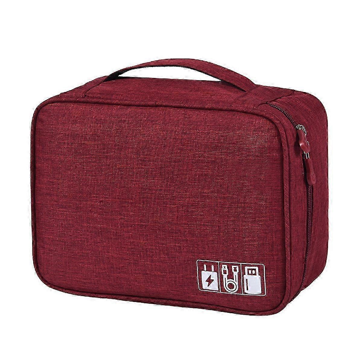 1pcs multifunctional digital storage bag - wine red 25-26