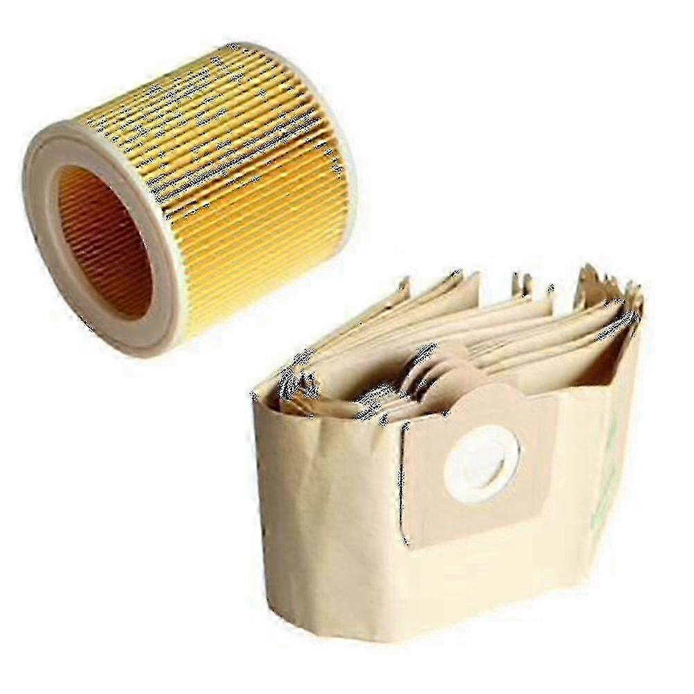 25-26 OEM Replacement Parts for Kärcher WD3 - 5 Dust Bags + 1 Filter