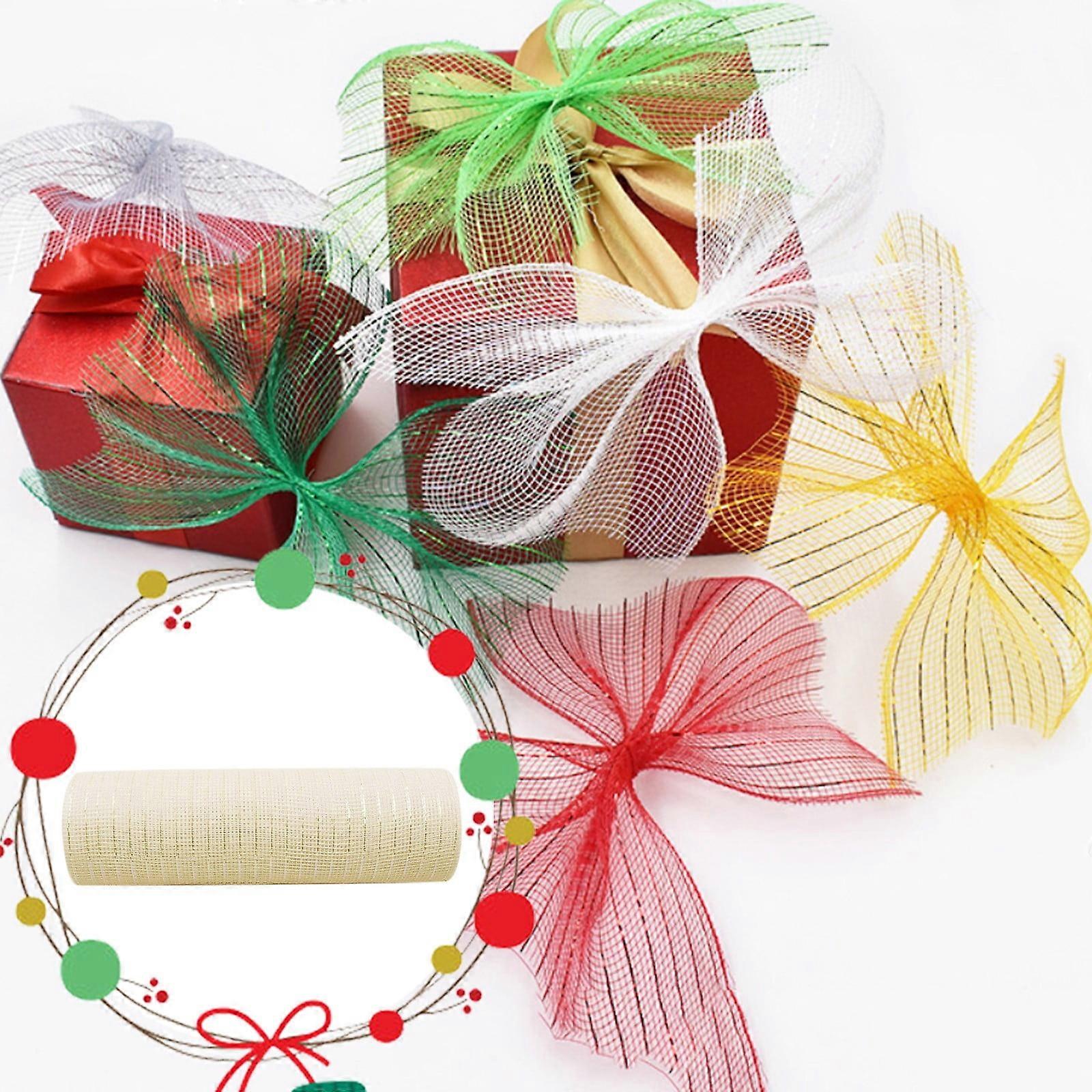 Home Decor Poly Mesh Ribbon With Metallic Foil Each Roll For Wreaths Swags Bows Wrapping And Decorating