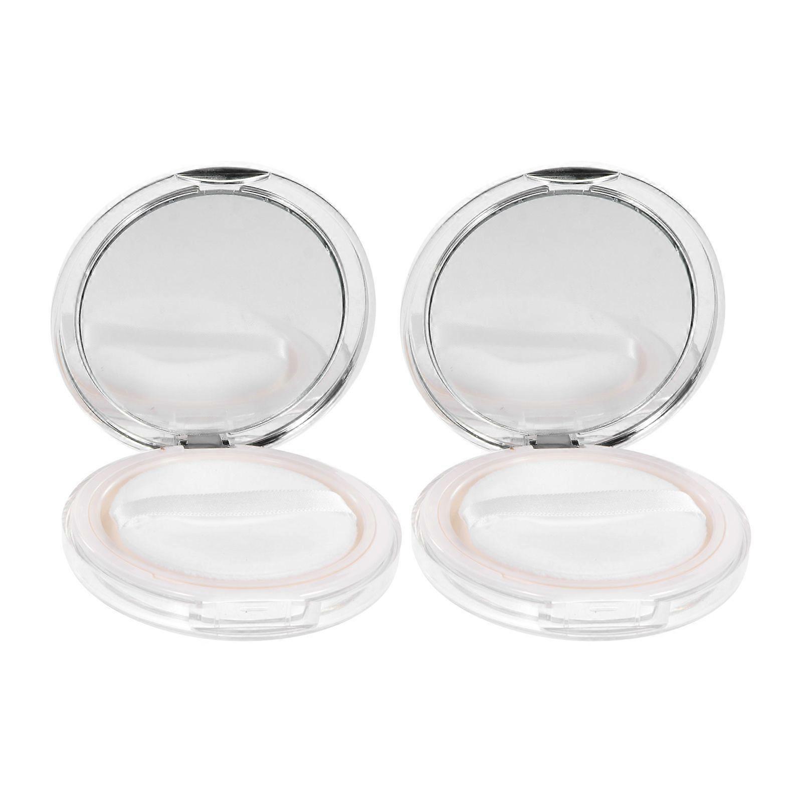 2 Sets Loose Powder Boxes Powder Puff Mesh Powder Boxes Flip-type Powder Boxes