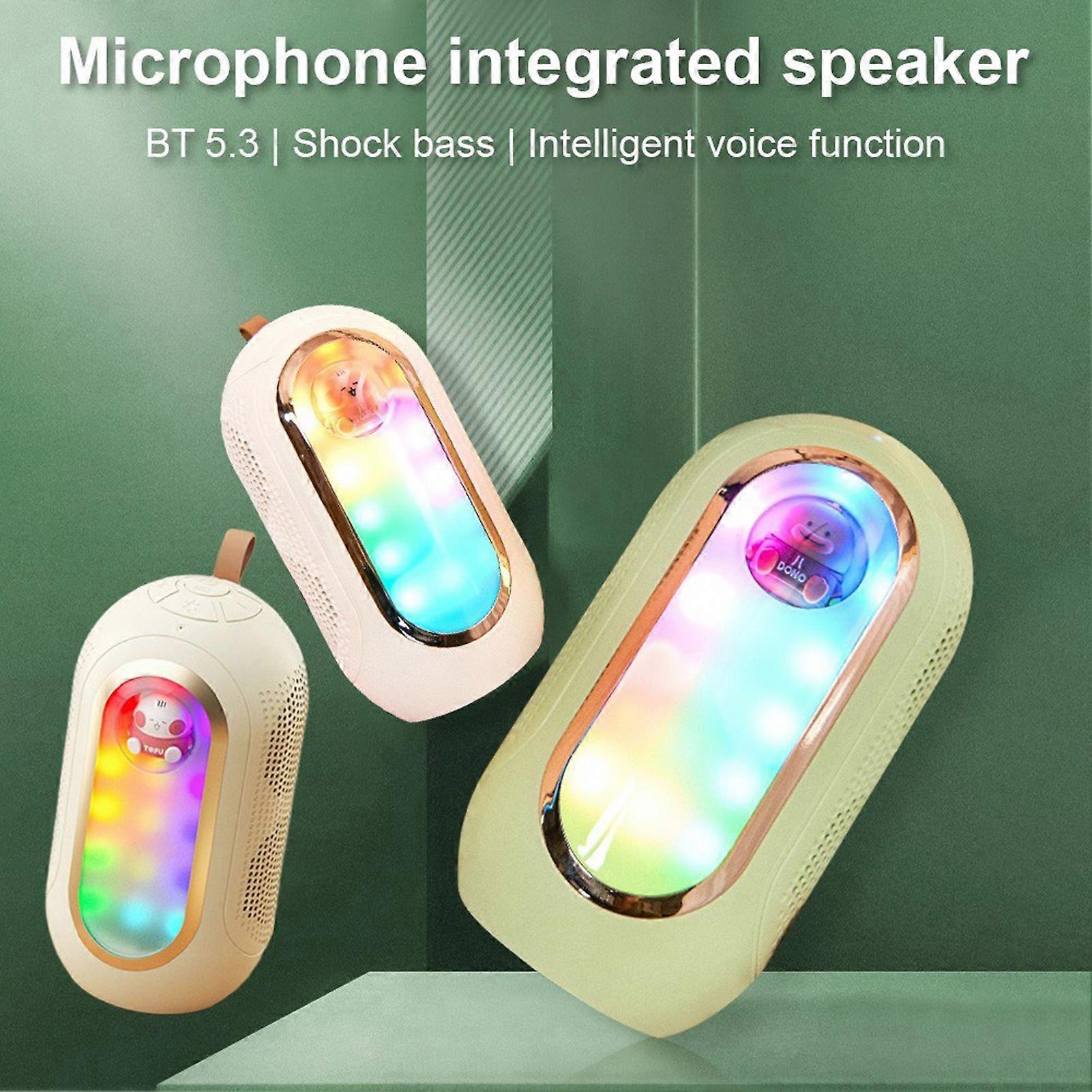 SUSUchens 1 Set Karaoke Speaker with Microphones Clear Sound Bluetooth-compatible 5.3 Portable Karaoke Loudspeaker for Home Pink