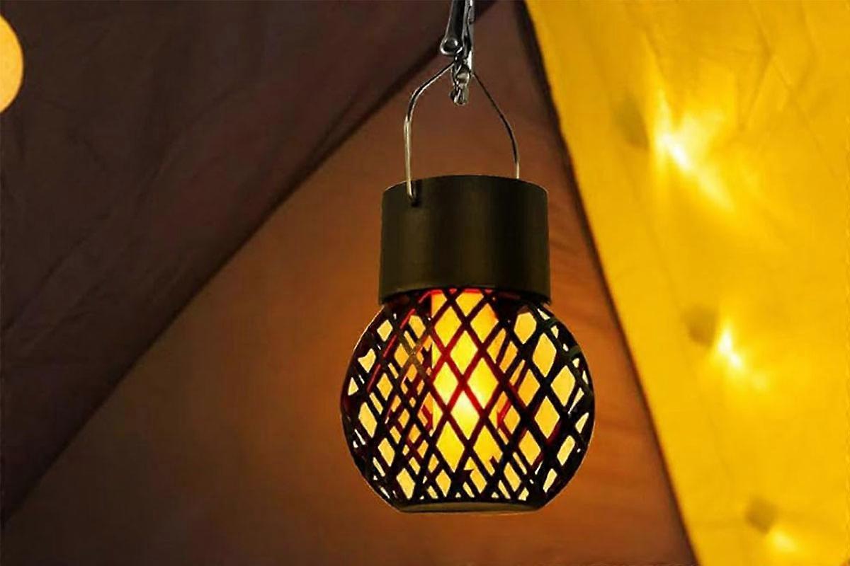 Solar LED Flame Hanging Light Flickering Dancing Outdoor Garden Lantern Lamp