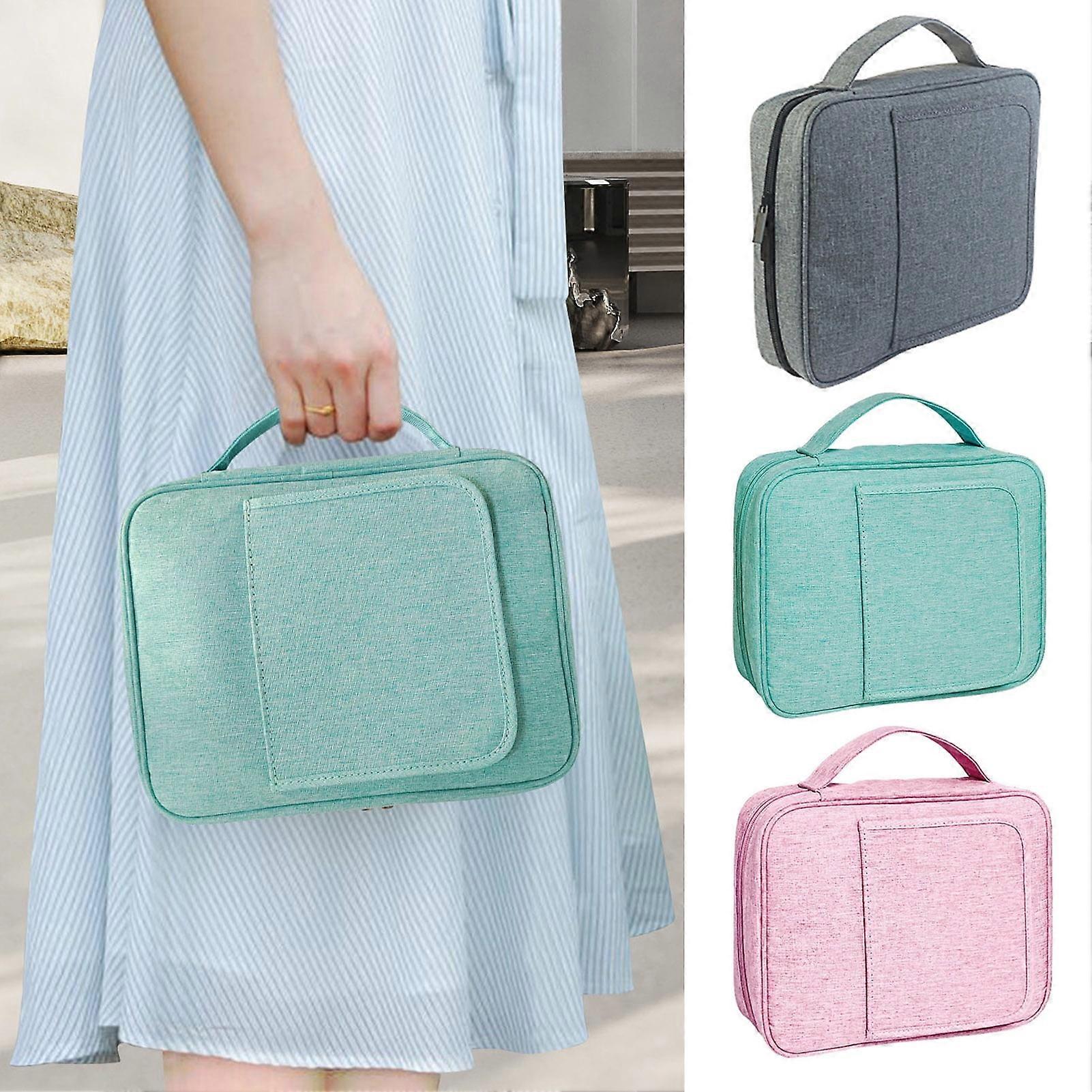 SUSUchens Zipper Binder Bag with Handle Large Capacity Waterproof Document File Binder Storage Organizer Multi-Pocket Portfolio Organizer Case Grey