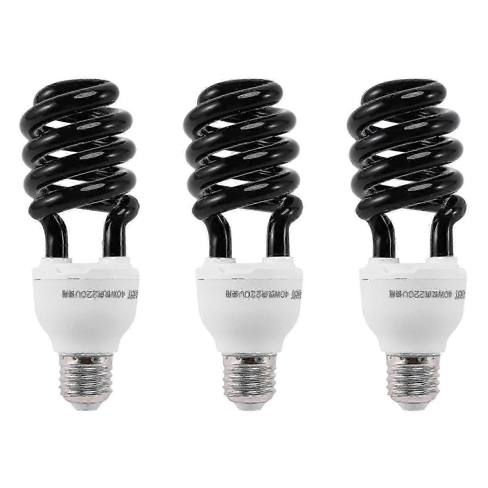 3x E27 40w 紫外線紫外線蛍光ブラックライトCFL電球ランプ220v 形状:スパイラルワット数ボルト
