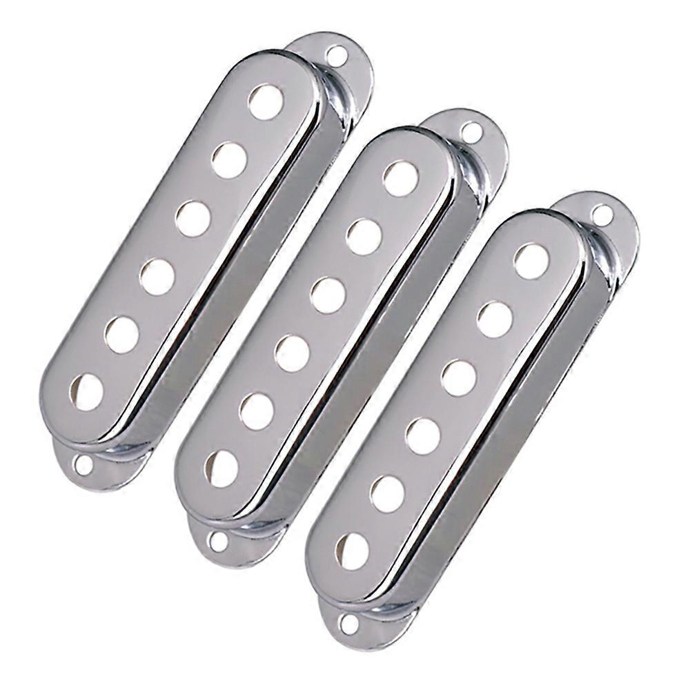 3Pcs Brass Single Coil Guitar Single Pickup Covers 48/50/52mm, Silver