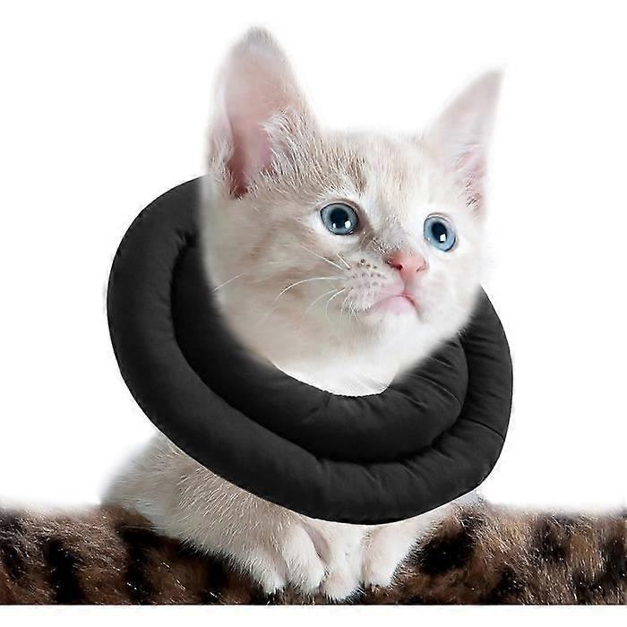 Cat Collar - Soft - Adjustable - Anti-Lick - Black - Size M