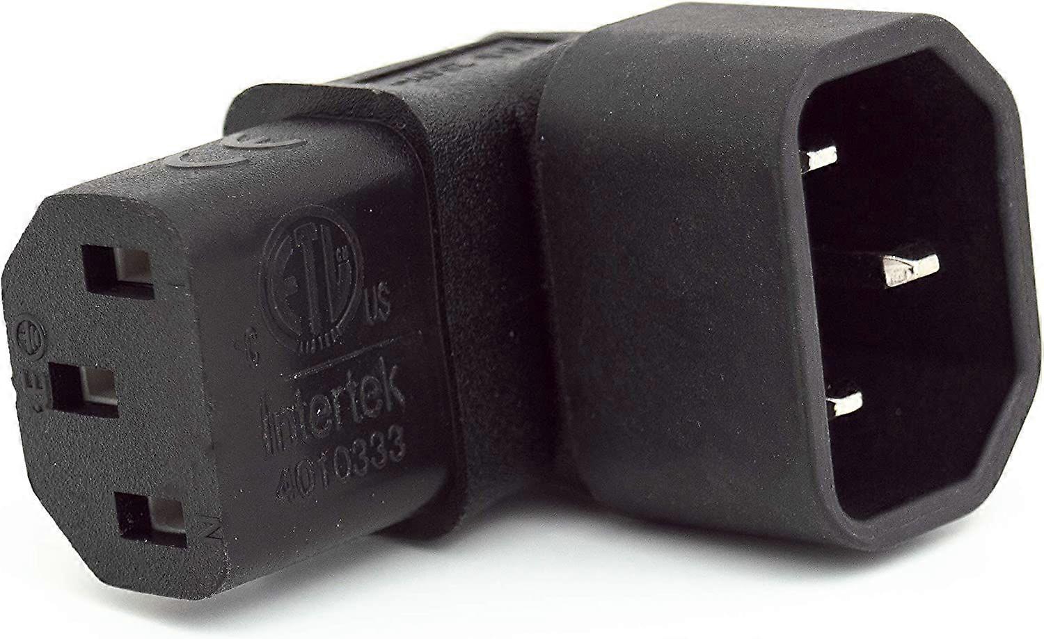 IEC C14 TO C13 POWER ADAPTER 10A PDU PLUG 90 DEGREE RIGHT ANGLE WALL MOUNTED LCD TV/RACKMOUNT - BULK PACK1pc