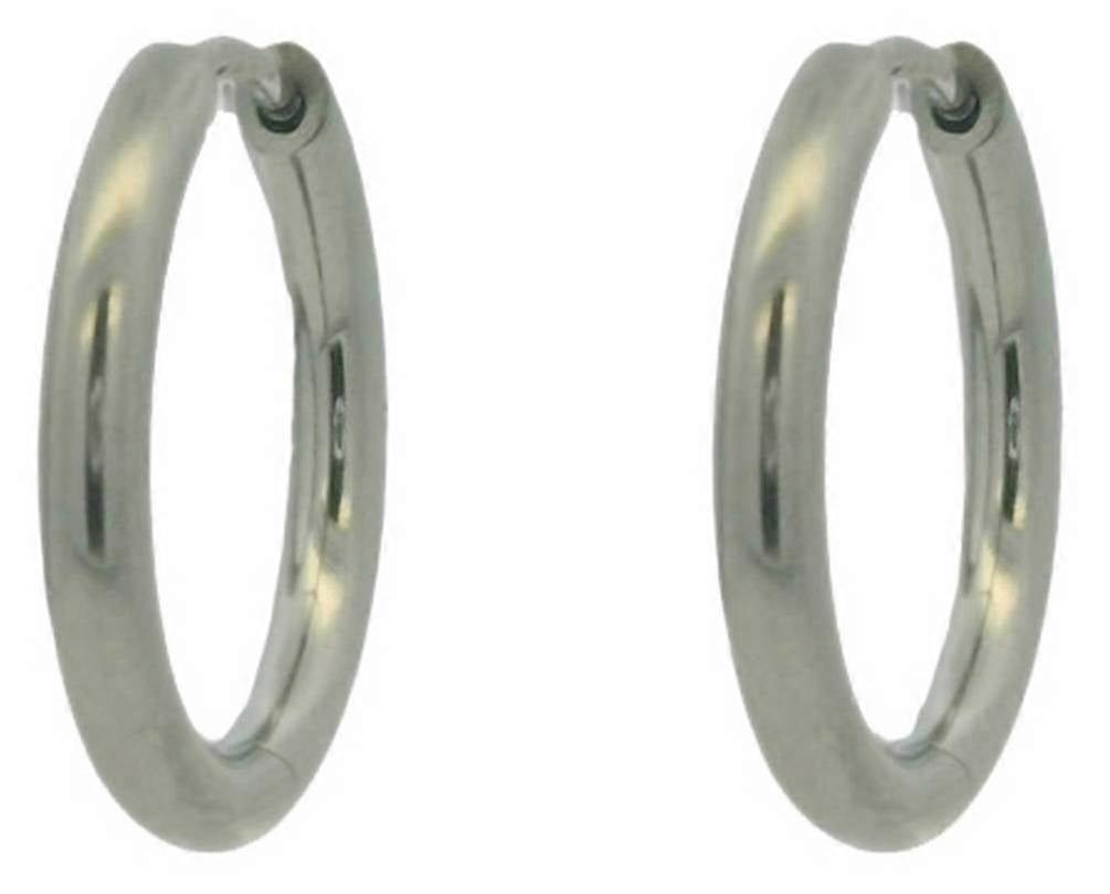 Ti2 Titanium Medium Round Hinged Hoop Earrings - Natural Polished