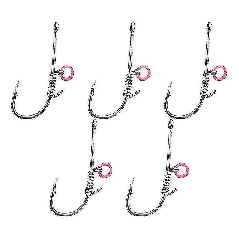 5pcs Barbed Fishing Hooks with Holes Adapt to Various Environment Live Shrimp Fixed Hooks for Bass Fishing Tackle