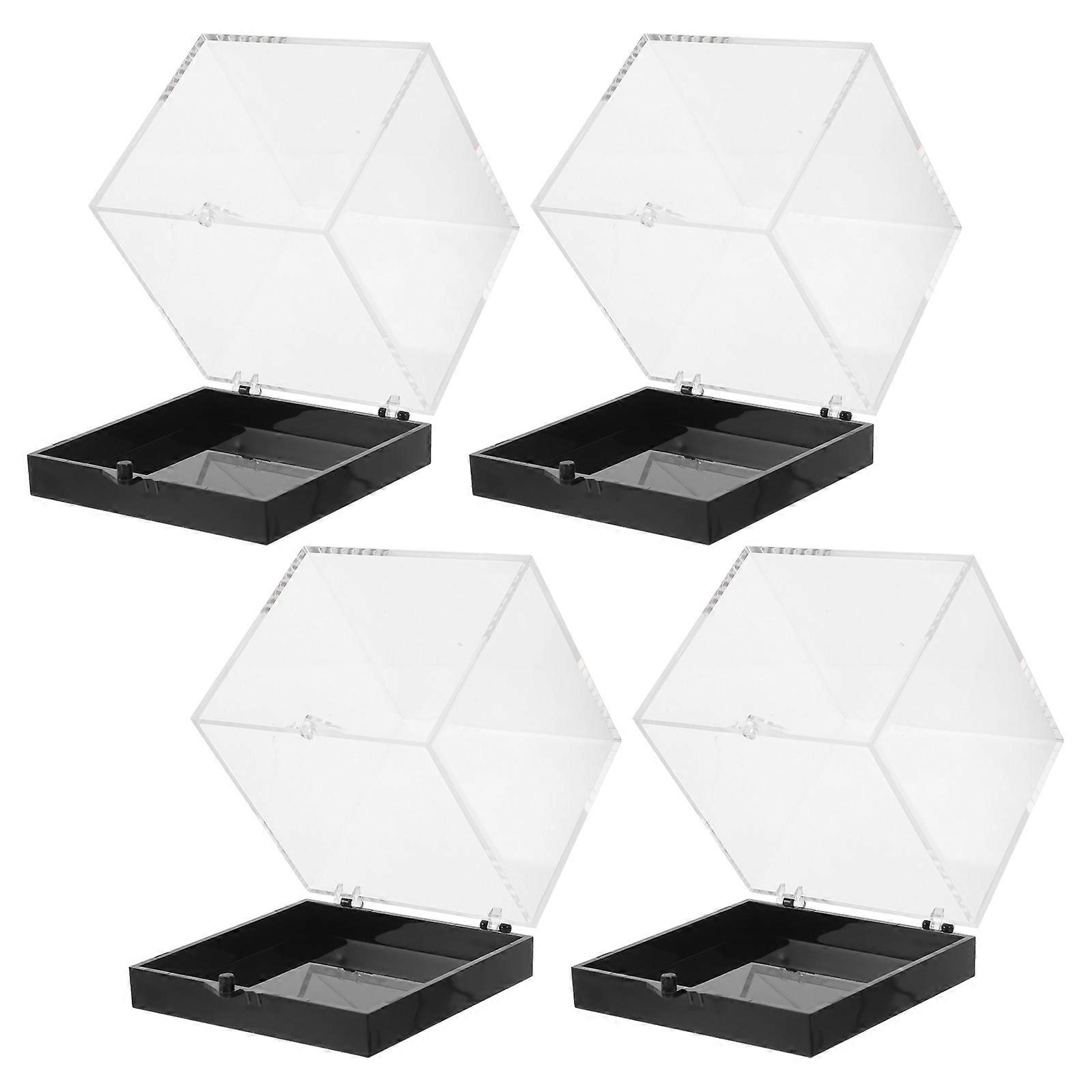 Mineral Specimen Display Boxes for Crystal Showcasing 4Pcs Transparent Plastic