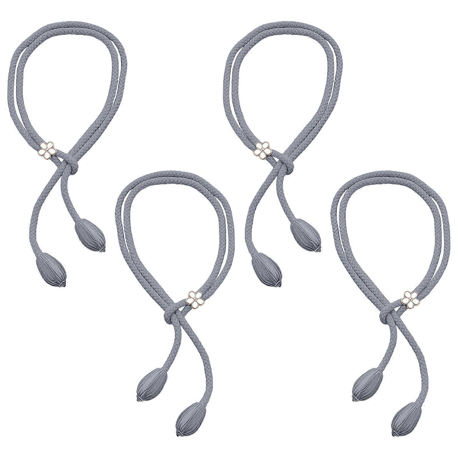 No Drilling Drapery Holdbacks Holder Curtain Tiebacks Flower Window Curtain Bind Rope Decorative Curtain Holdbacks  grey