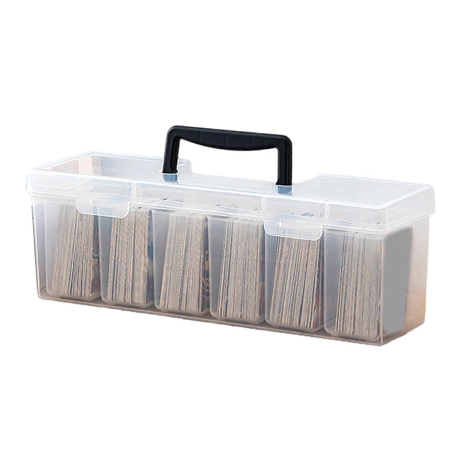 Trading Card Storage Box with Large Capacity Clear Deck Case and Separate Organizers for Sports and Playing Cards Black 1 Piece Set