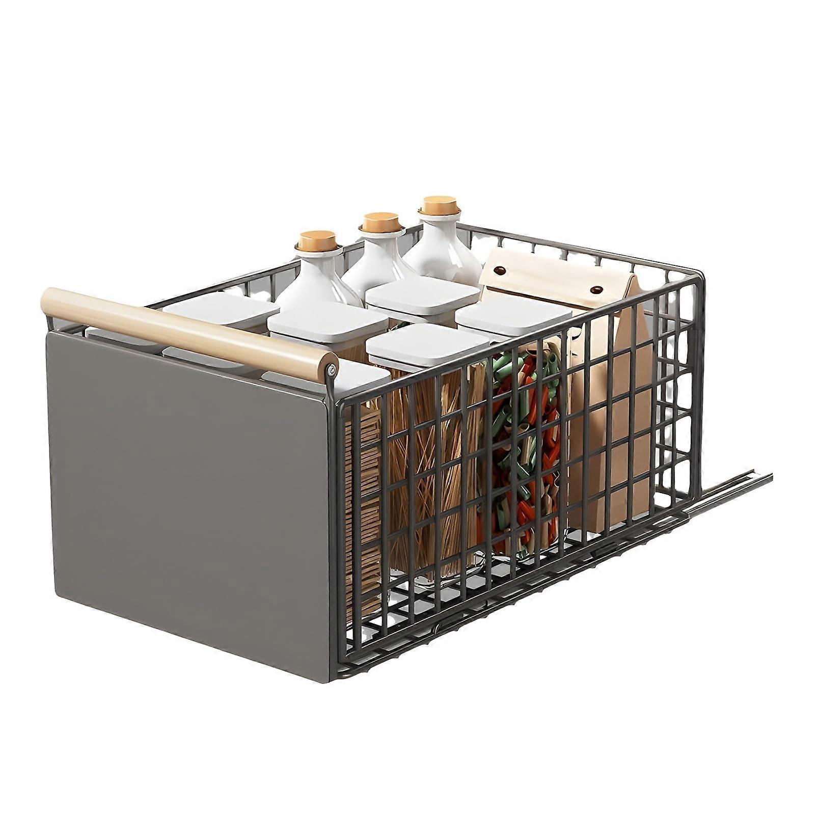 Retractable Kitchen Cabinet Organizers Adjustable UnderSink Storage Rack Gray Easy Installation Utensil Organizer