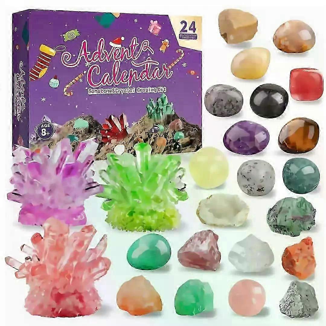 Crystal Growing Kit Advent Calendar 2025 24 Days Crystal Gemstones Minerals Rocks & Fossils Advent Calendars Gift for Kids