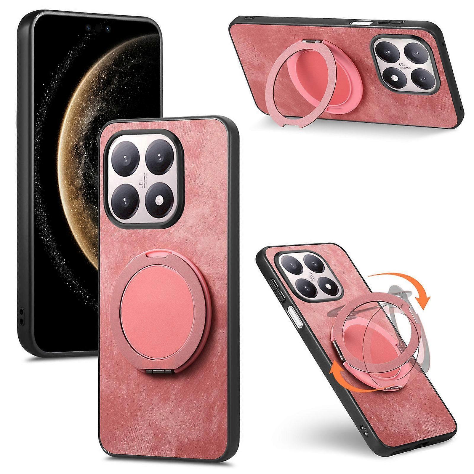 Retro Leather Rotation Round Holder Phone Case