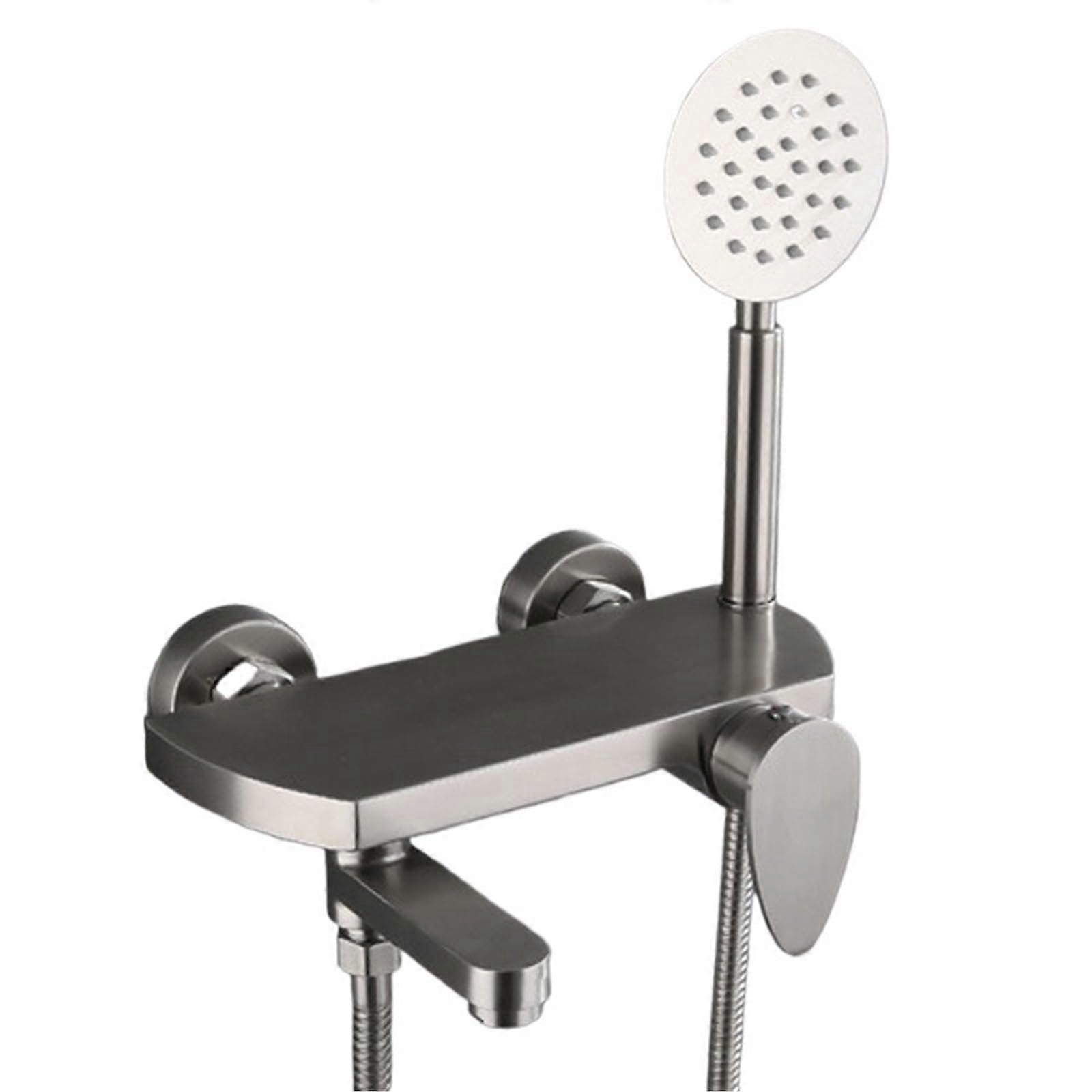 Stainless Steel Bathtub Faucet with Single Handle Swivel Spout and Hand Shower Wall Mount (Type A)