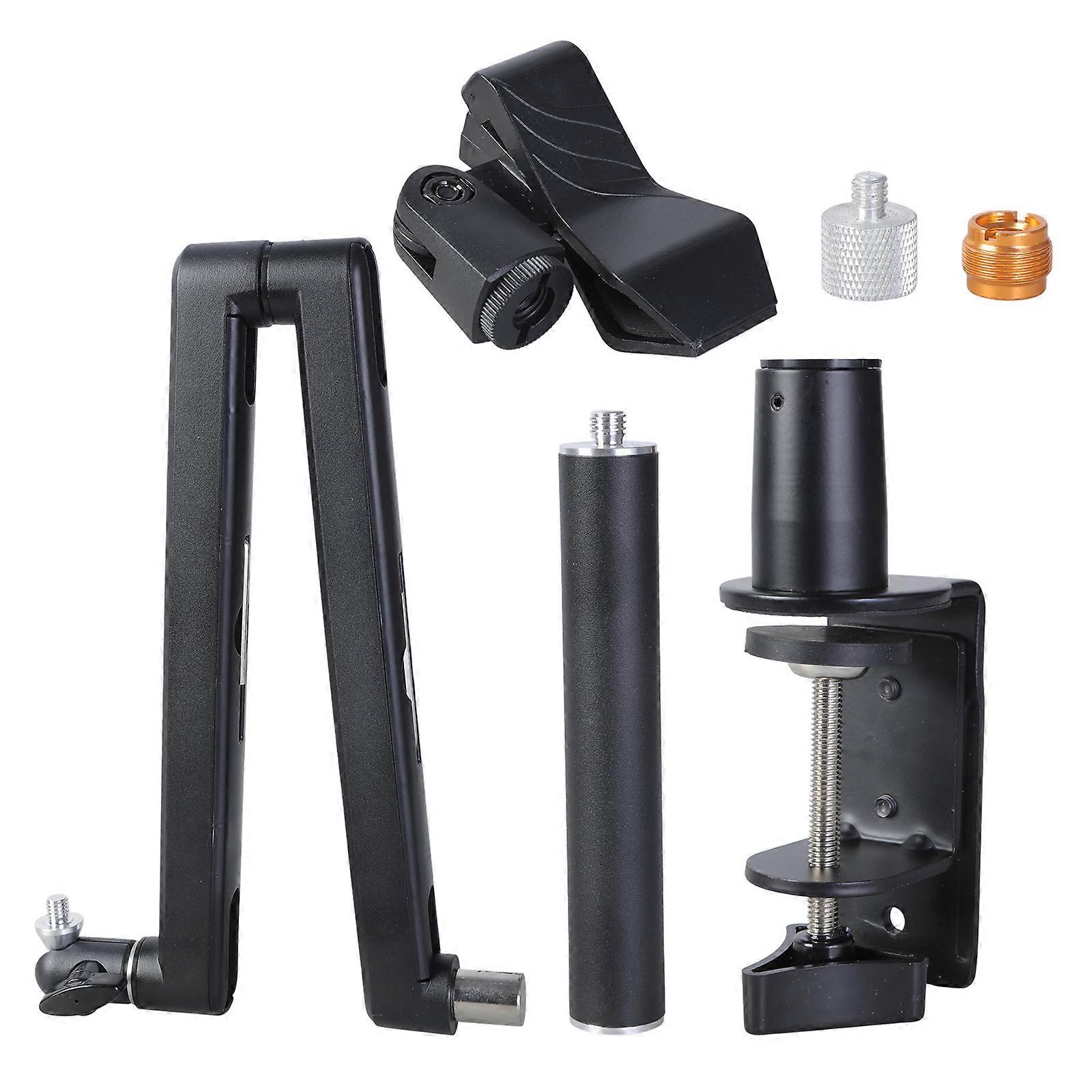 Microphone Arm Management Desk Clamp Mounting Adjustable Heavy Duty Microphone Stand for Podcast Radio Recording  Black