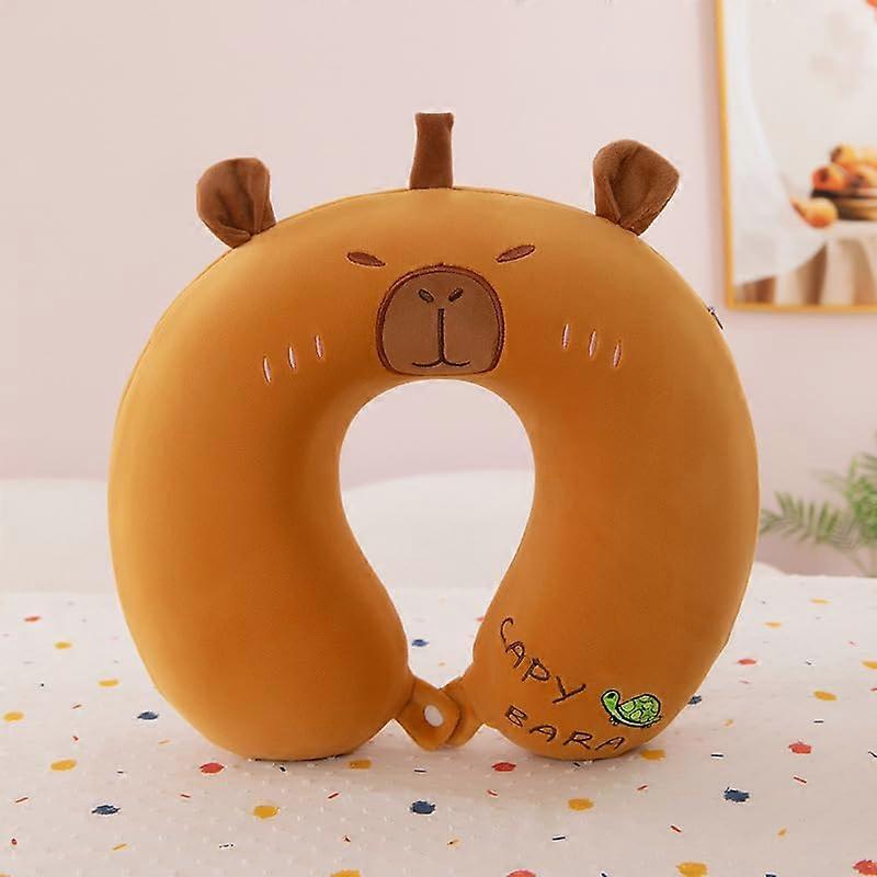 U Shaped Memory Foam Neck Pillow Slow Rebound Support for Travel Car Airplane Nap Brown