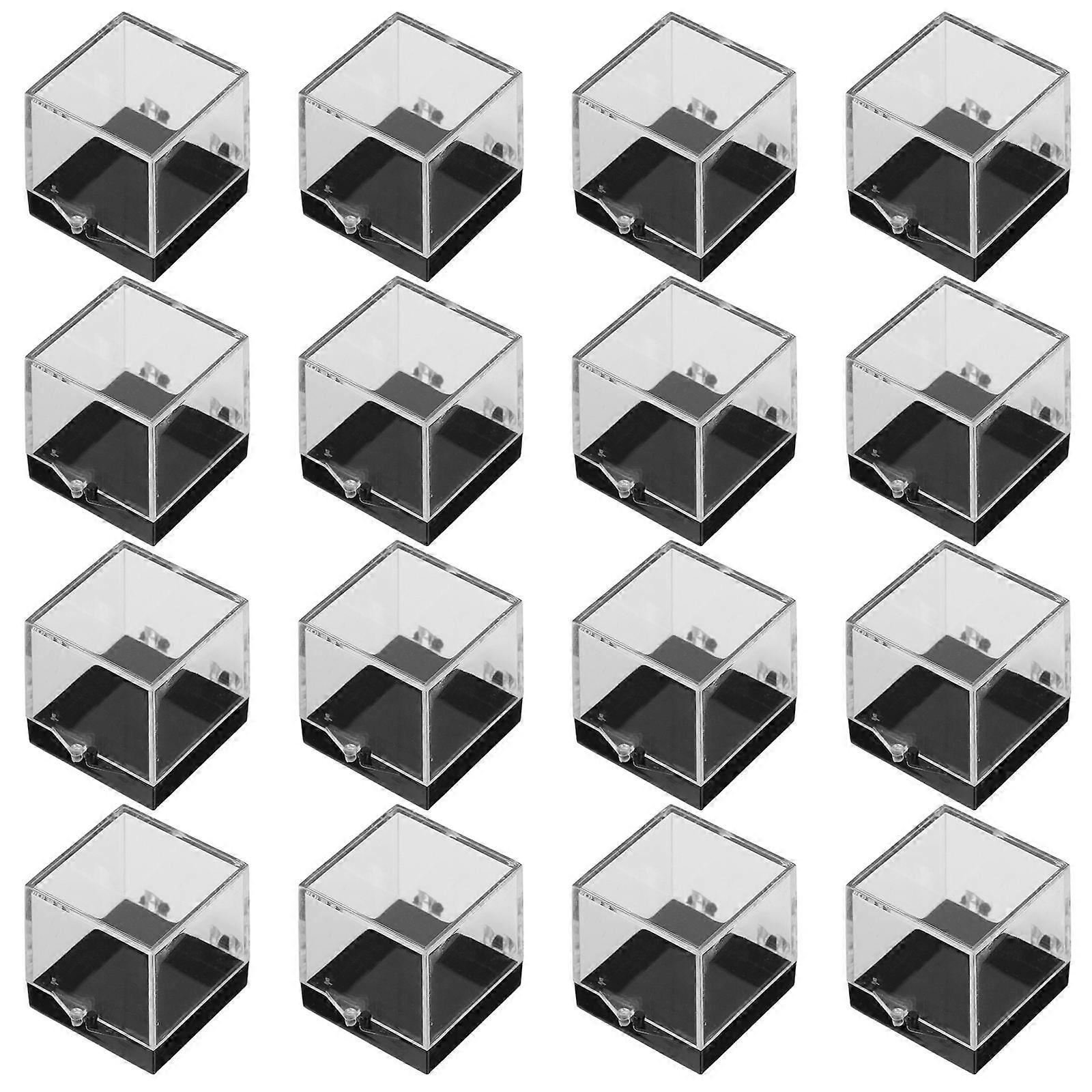 Mineral Specimen Box Plastic Crystal Display Box for Decor 24Pcs Transparent