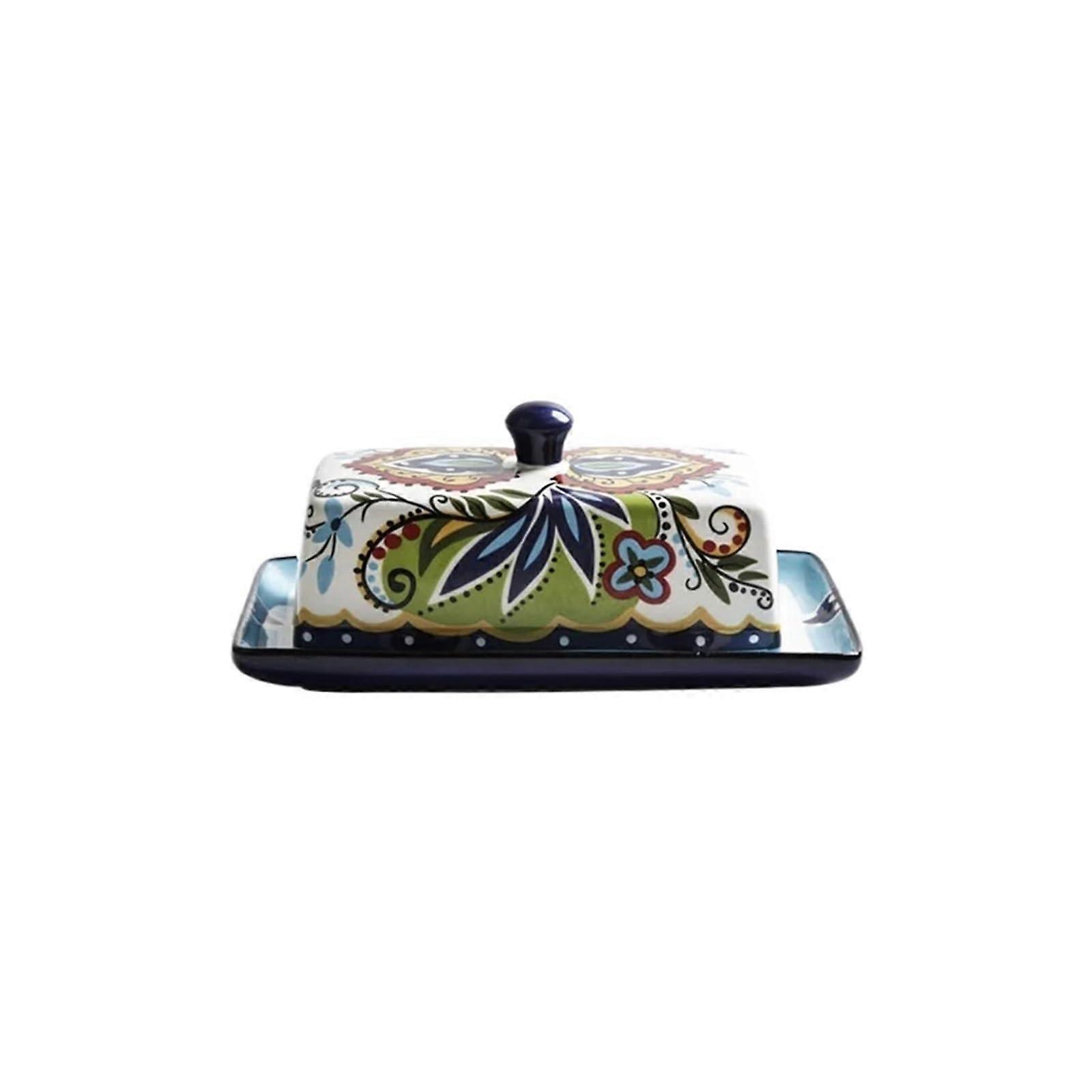 Ceramic Butter Dish with Leakproof Lid, Dishwasher Safe Butter Container for Home and Picnic