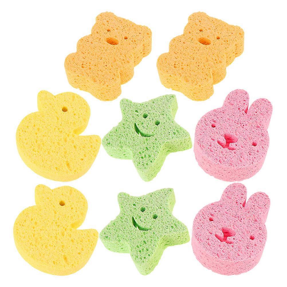 Wood Pulp Baby Bath Sponge for Comfortable Bathing 8Pcs Set