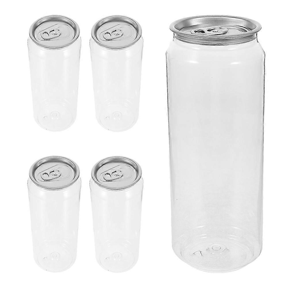 Plastic Milk Bottles for Beverage Storage 5Pcs with Easy Open Lid Transparent