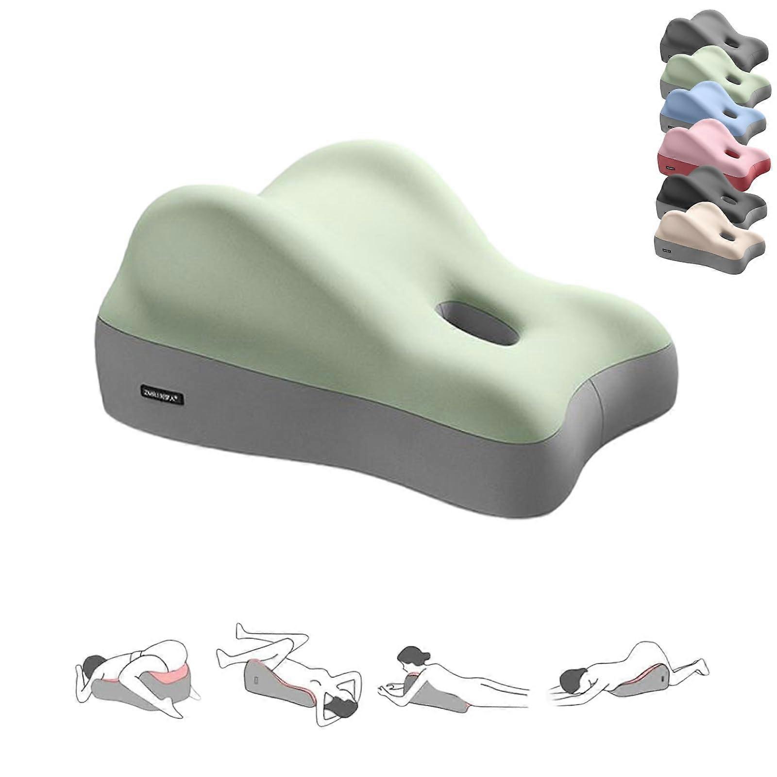 Memory Foam Hip Support Pillow with Ergonomic 3D Wave Design and Washable Cover for Bed Sofa Sitting Green