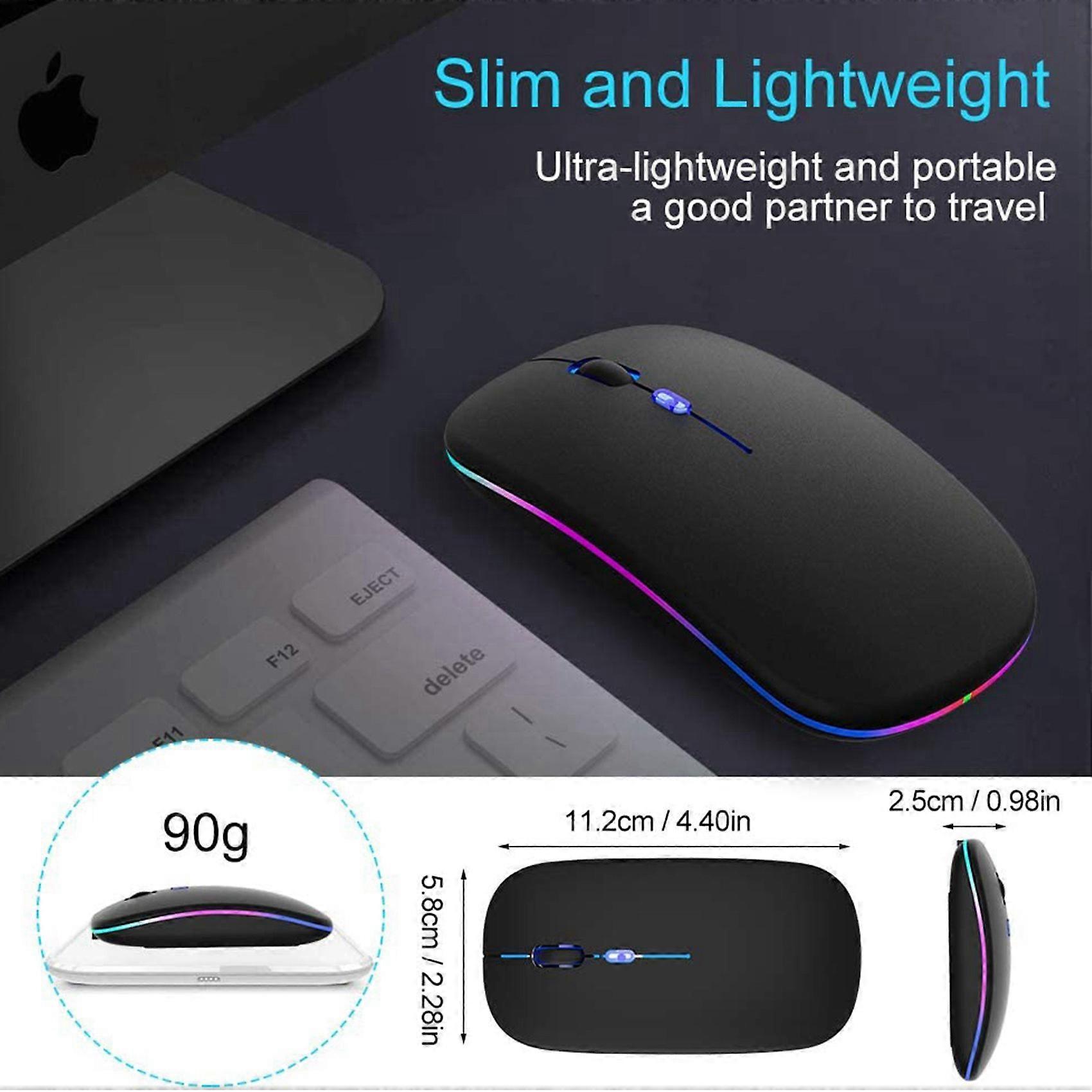 2X Wireless Mouse Bluetooth 5.1 Rechargeable LED Silent Mouse USB Optical Ergonomic Gaming 2.4G Wireless Backlite