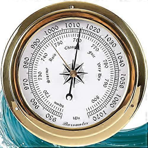 Brass Weather Station with Tide Clock, 5.7in Barometer Thermometer Hygrometer for Home and Boat