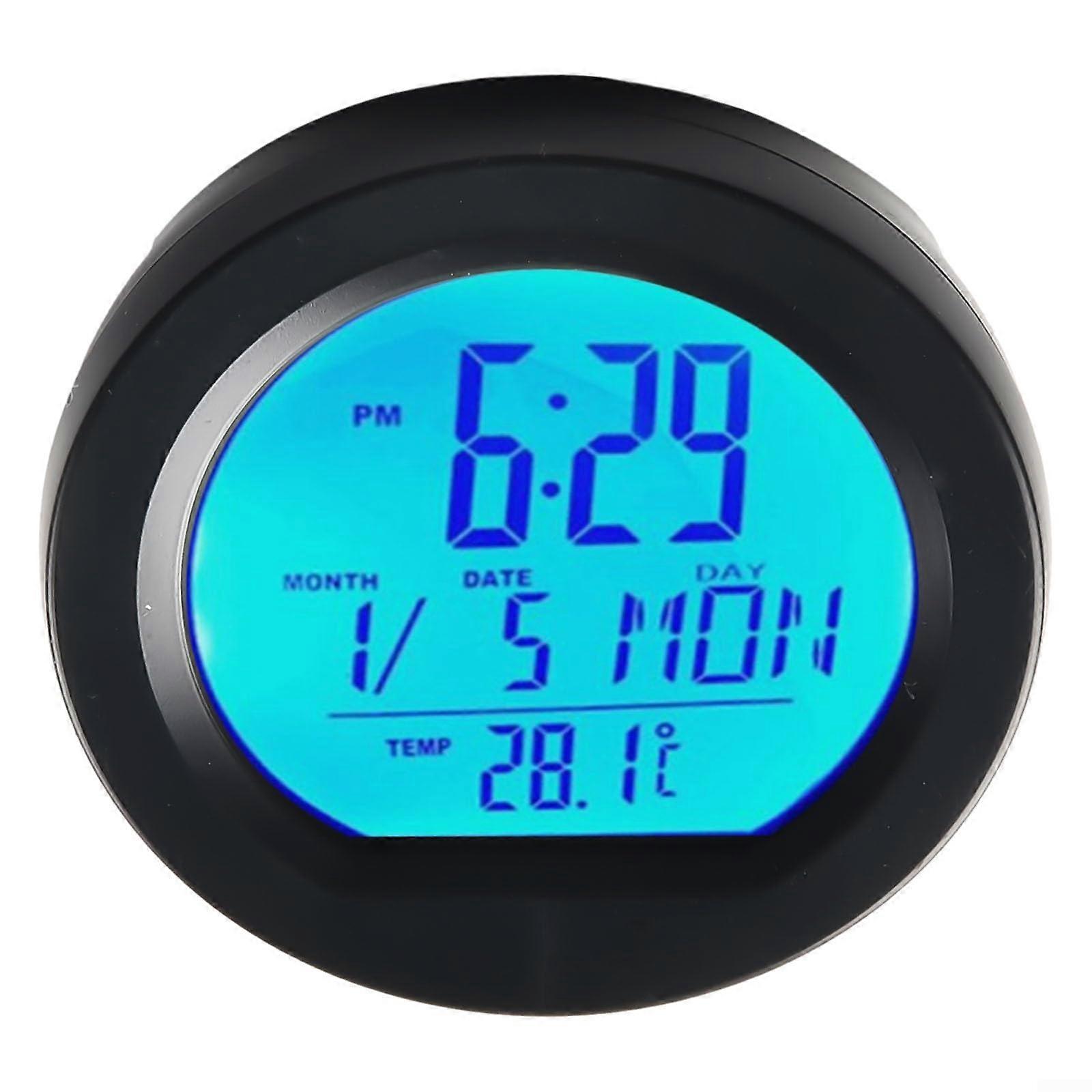 Car Digital Clock Thermometer with Dual Time Temperature Display LED Backlight for Vehicle Dashboard