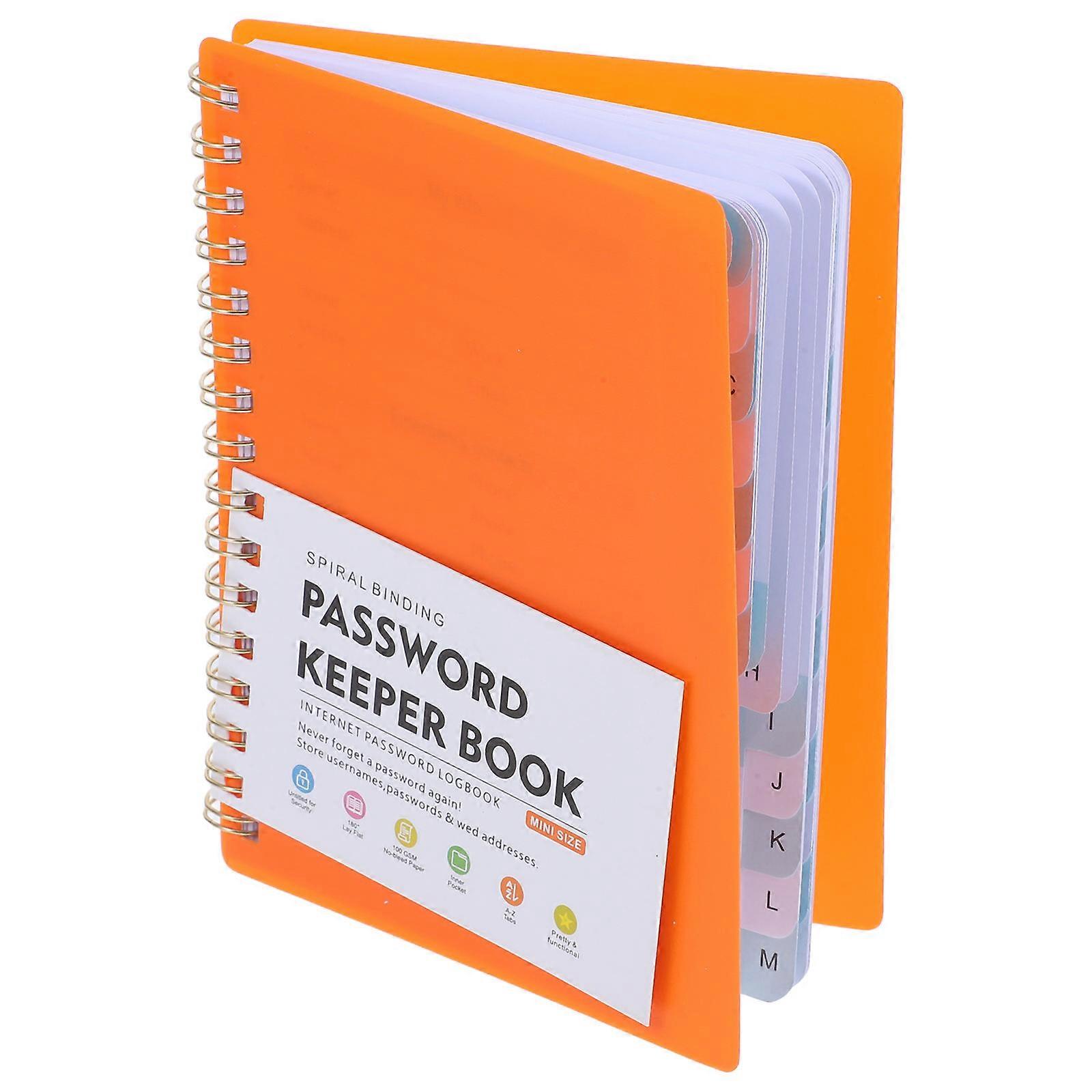 Password Management Notebook With Alphabetical Tabs For Convenient Website Address Recording A6 Size Orange 2Pcs