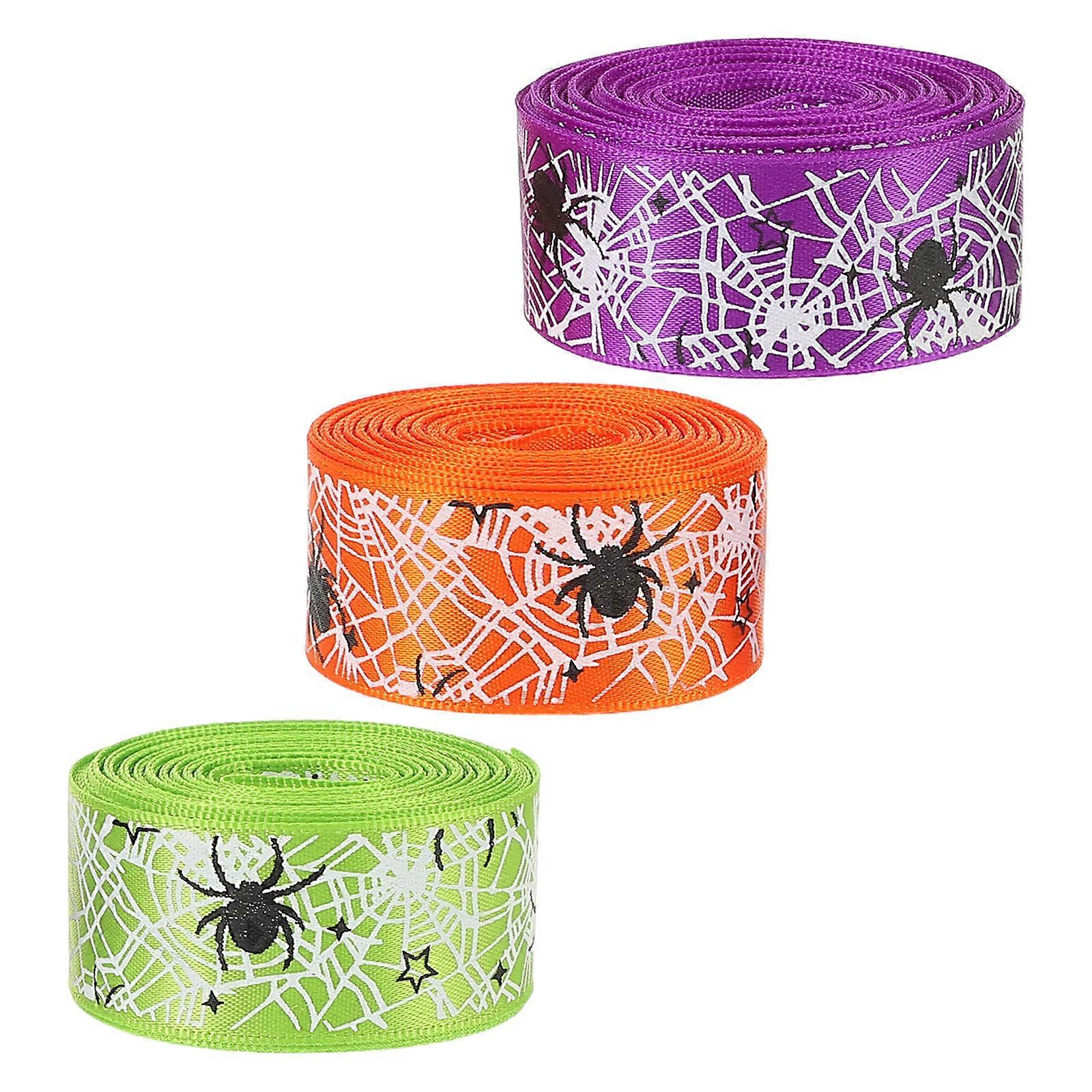 Crafting Ribbons Halloween Party Props Assorted Color Polyester Easy To Cut 3Pcs