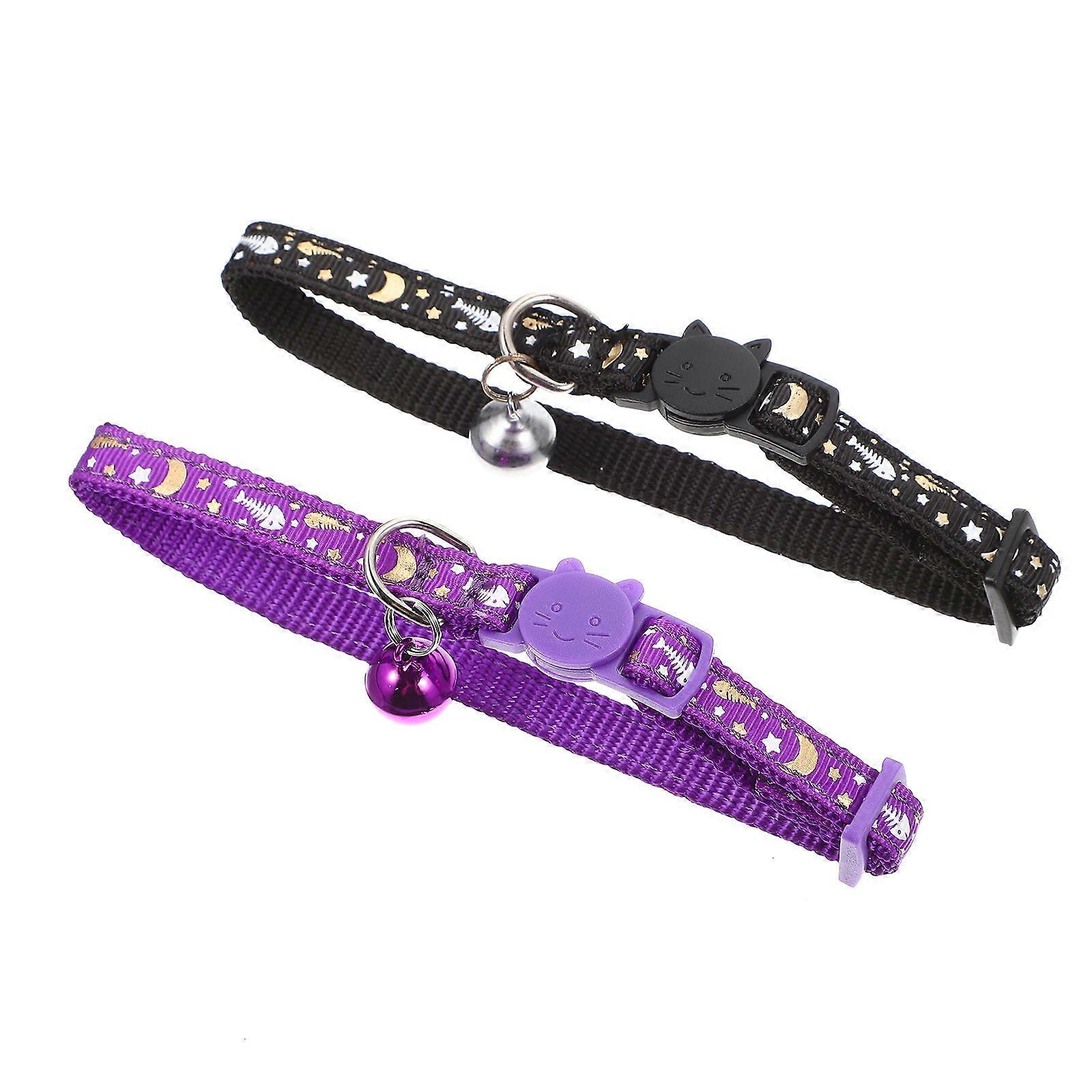 Adjustable Reflective Cat Collar Night Glow Pet Collar 2Pcs Cloth Material