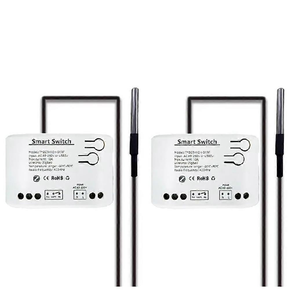 2Pc Tuya Smart Zigbee Switch with Temperature Sensor Passive Dry Contact Zigbee Relay Work with Hom