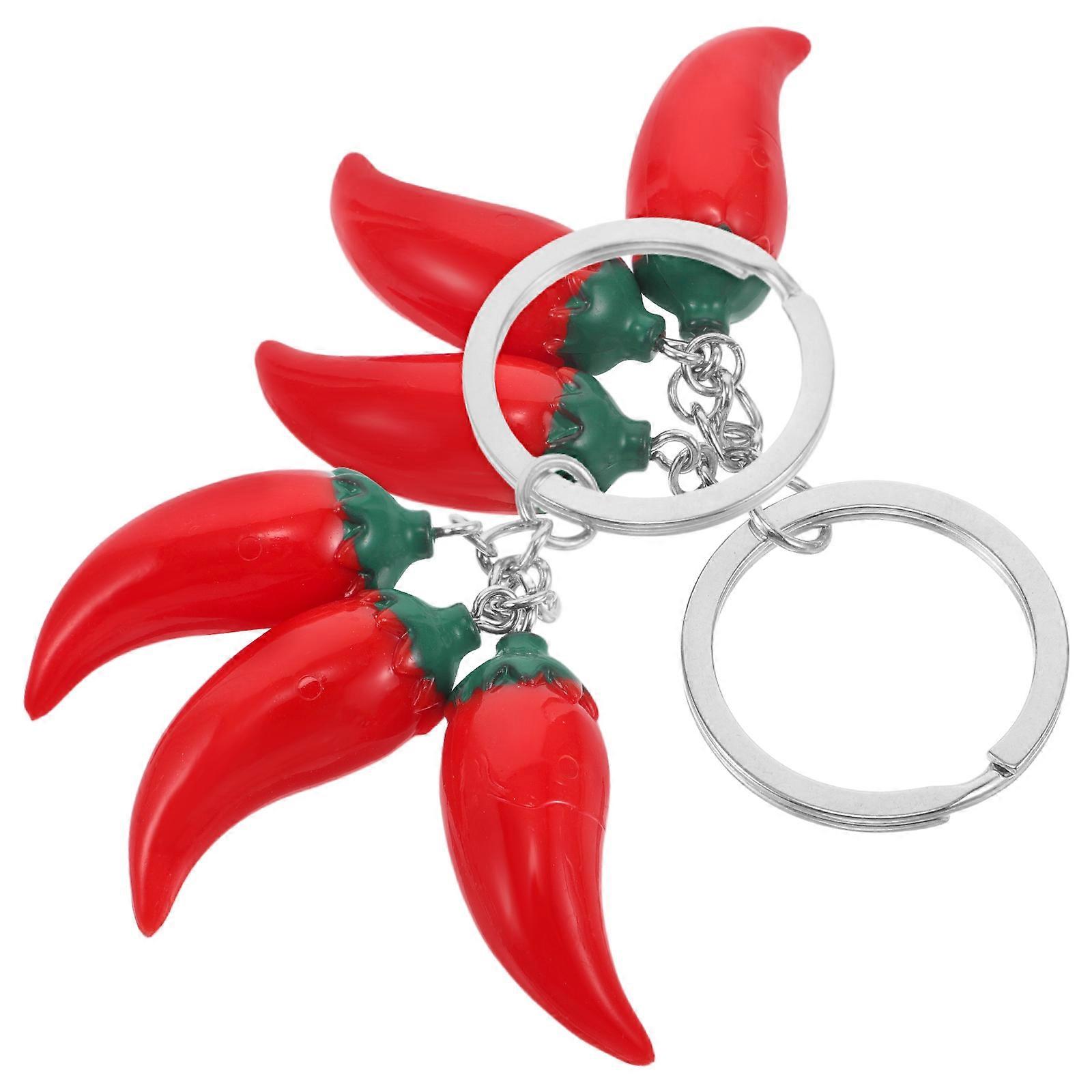 Red Chili Pepper Keychain Decorative Accessory 2Pcs Realistic Simulation Design