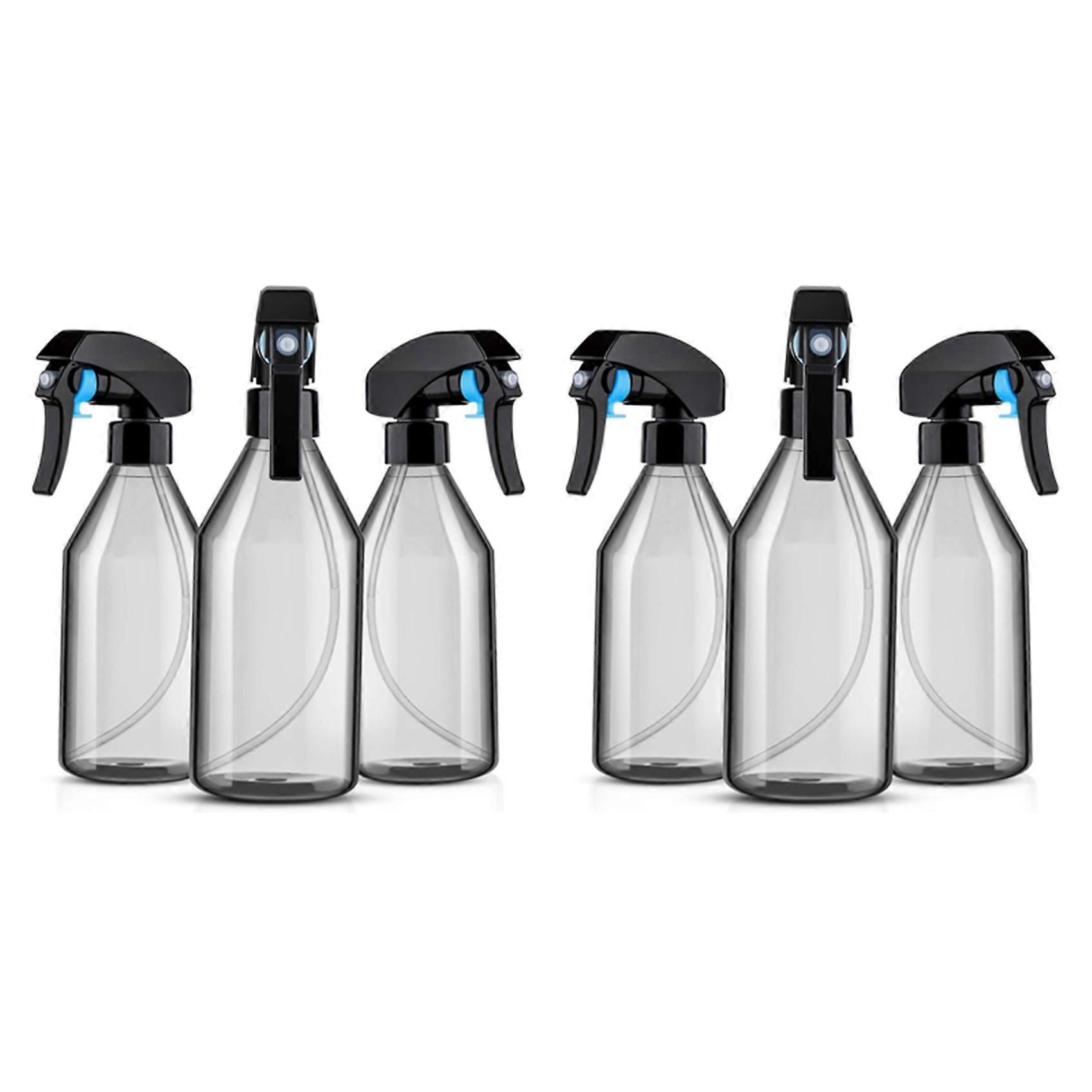 Plastic Spray Bottles for Cleaning Solutions,10OZ Reusable Empty Container with Durable Black Trigger Sprayer, 6Pack